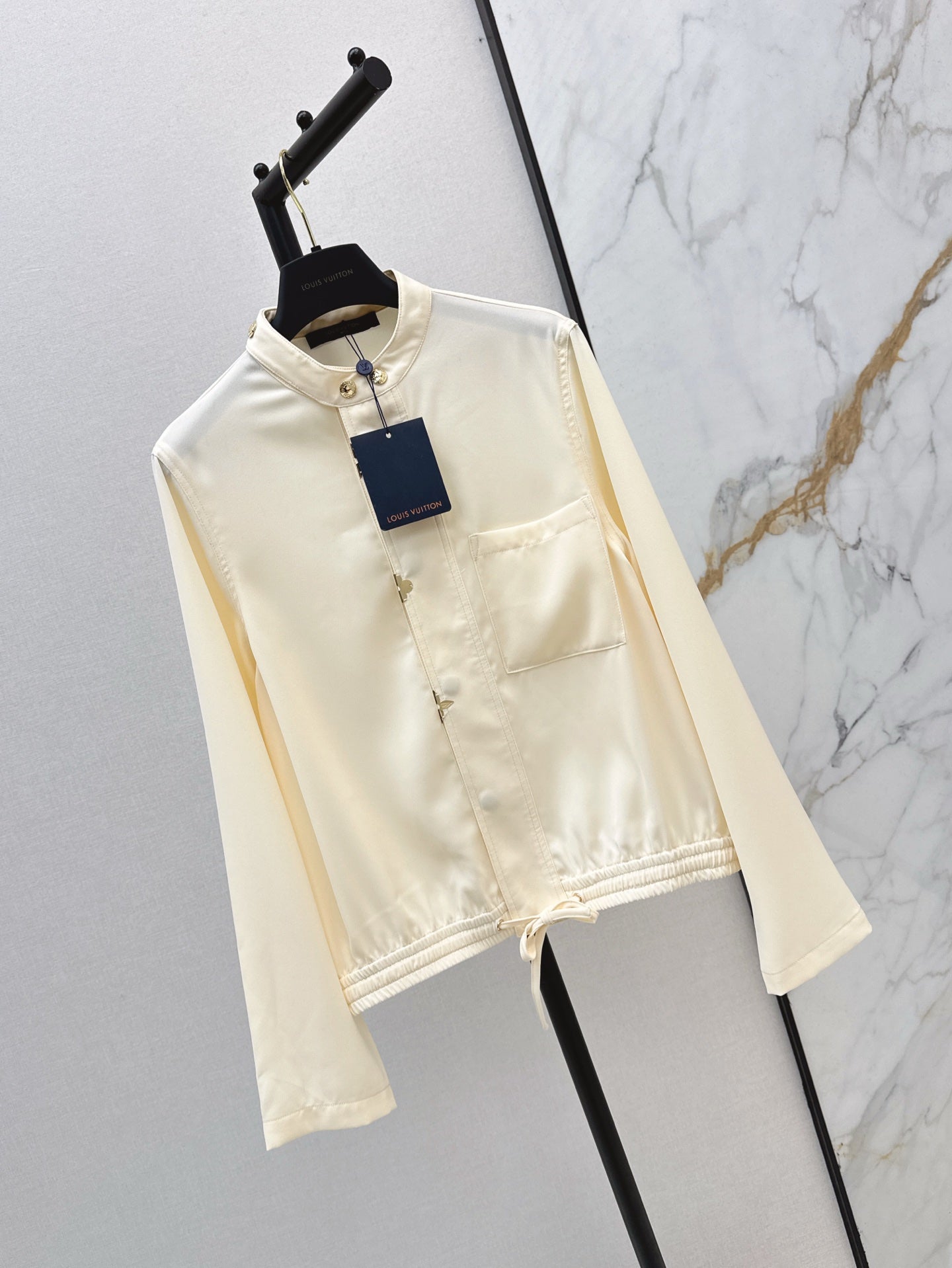 Loui* 25ss Stand collar drawstring waist shirt