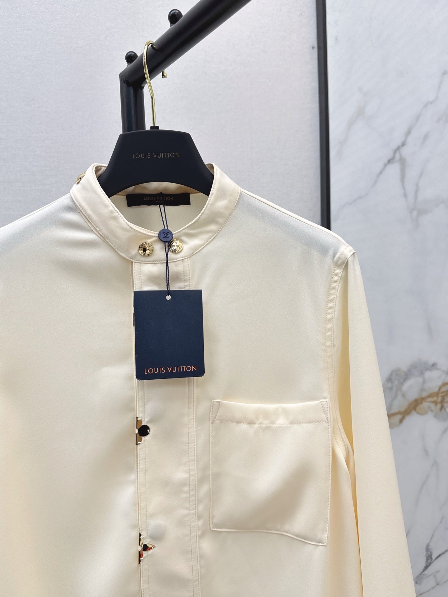 Loui* 25ss Stand collar drawstring waist shirt