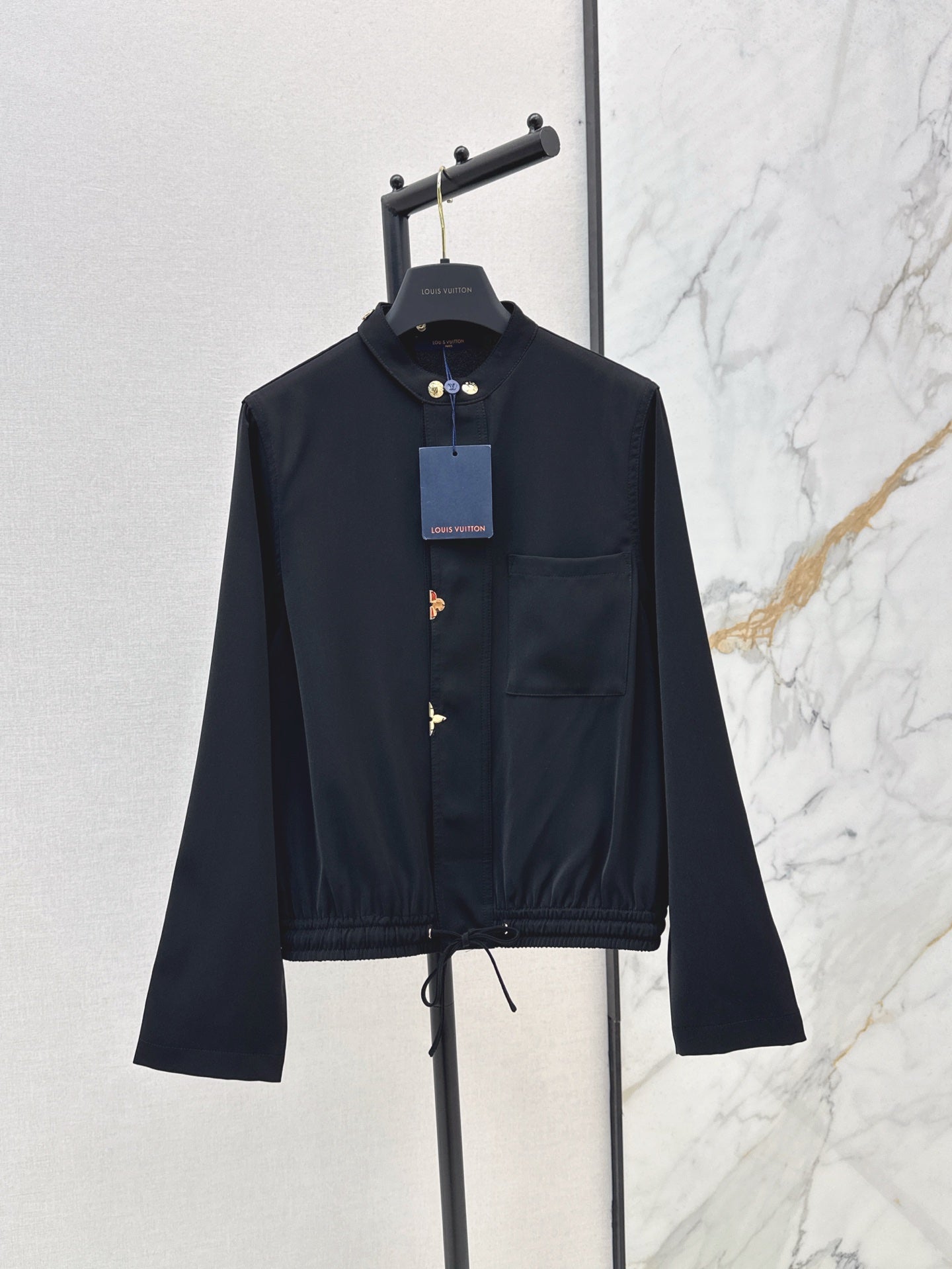 Loui* 25ss Stand collar drawstring waist shirt