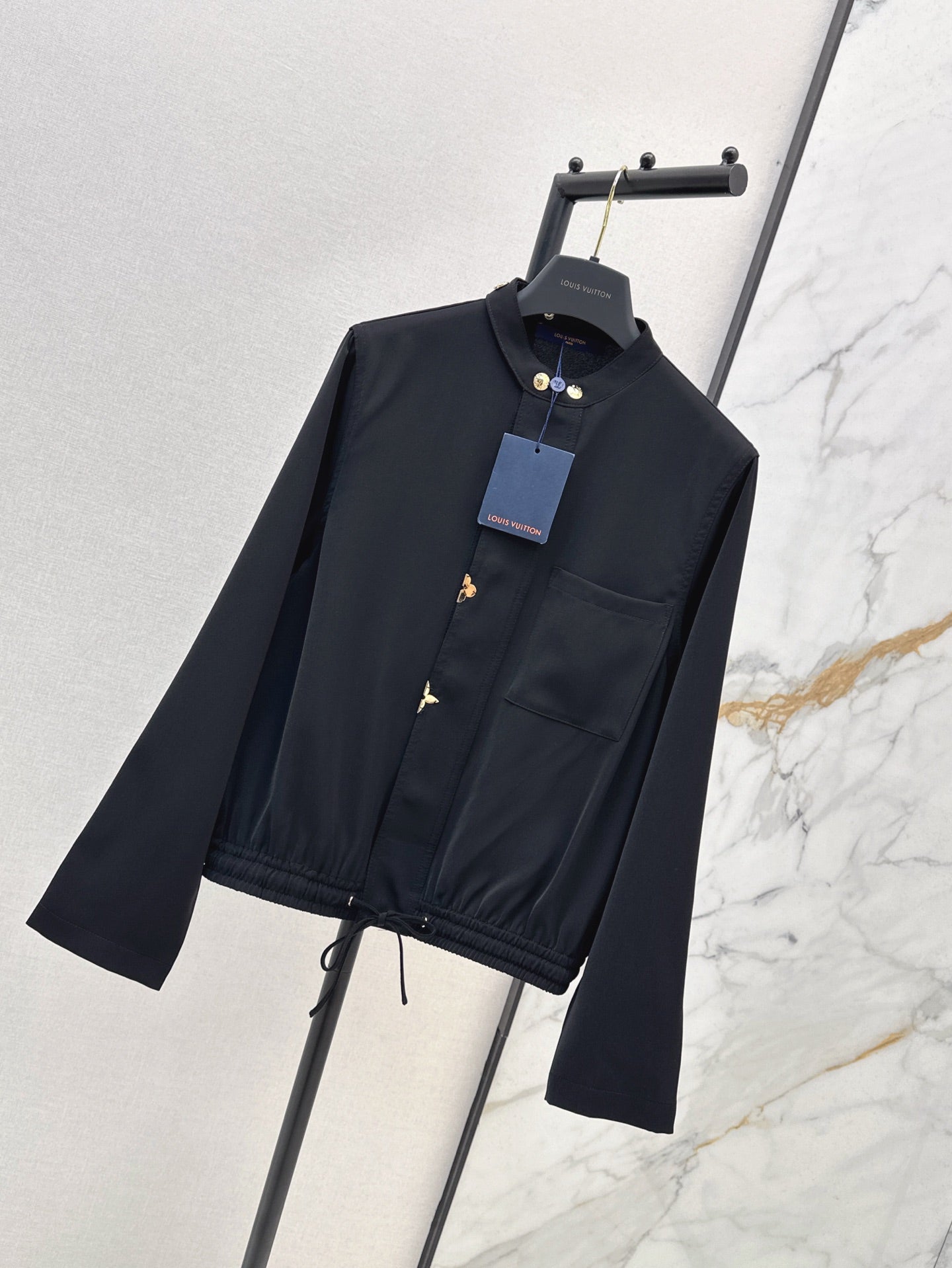 Loui* 25ss Stand collar drawstring waist shirt