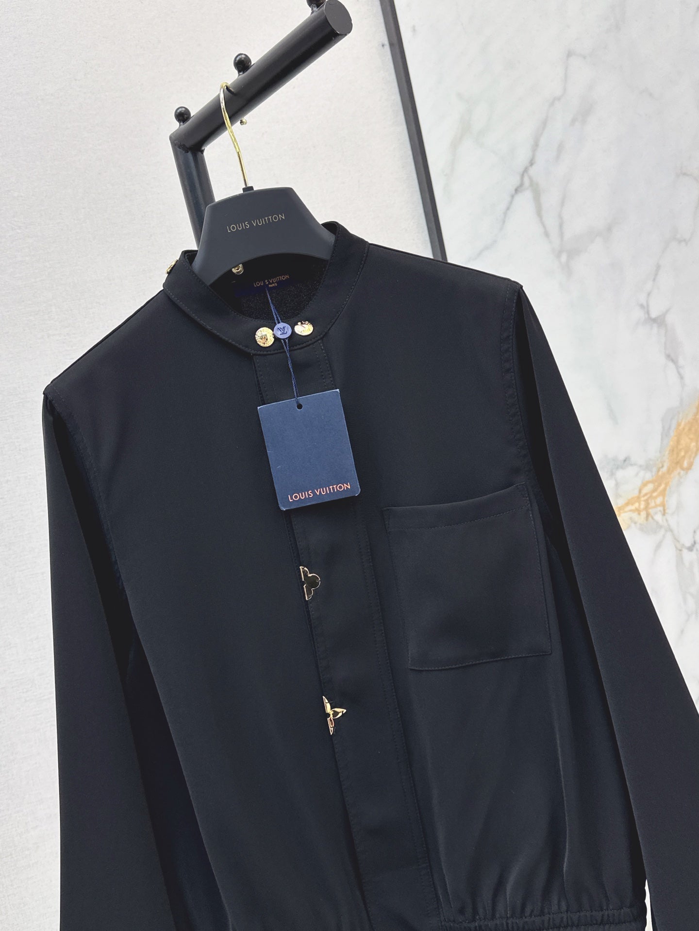 Loui* 25ss Stand collar drawstring waist shirt