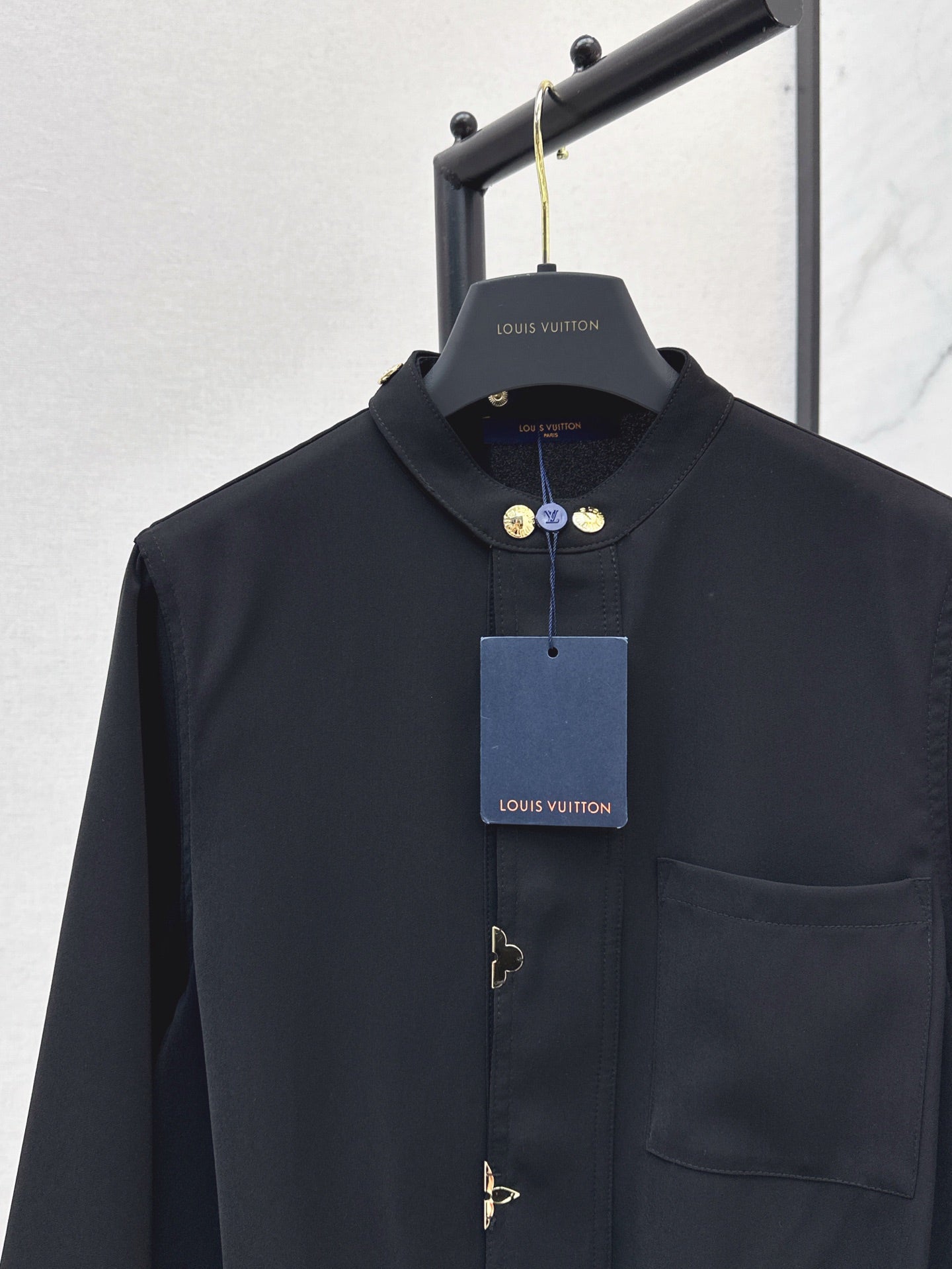 Loui* 25ss Stand collar drawstring waist shirt