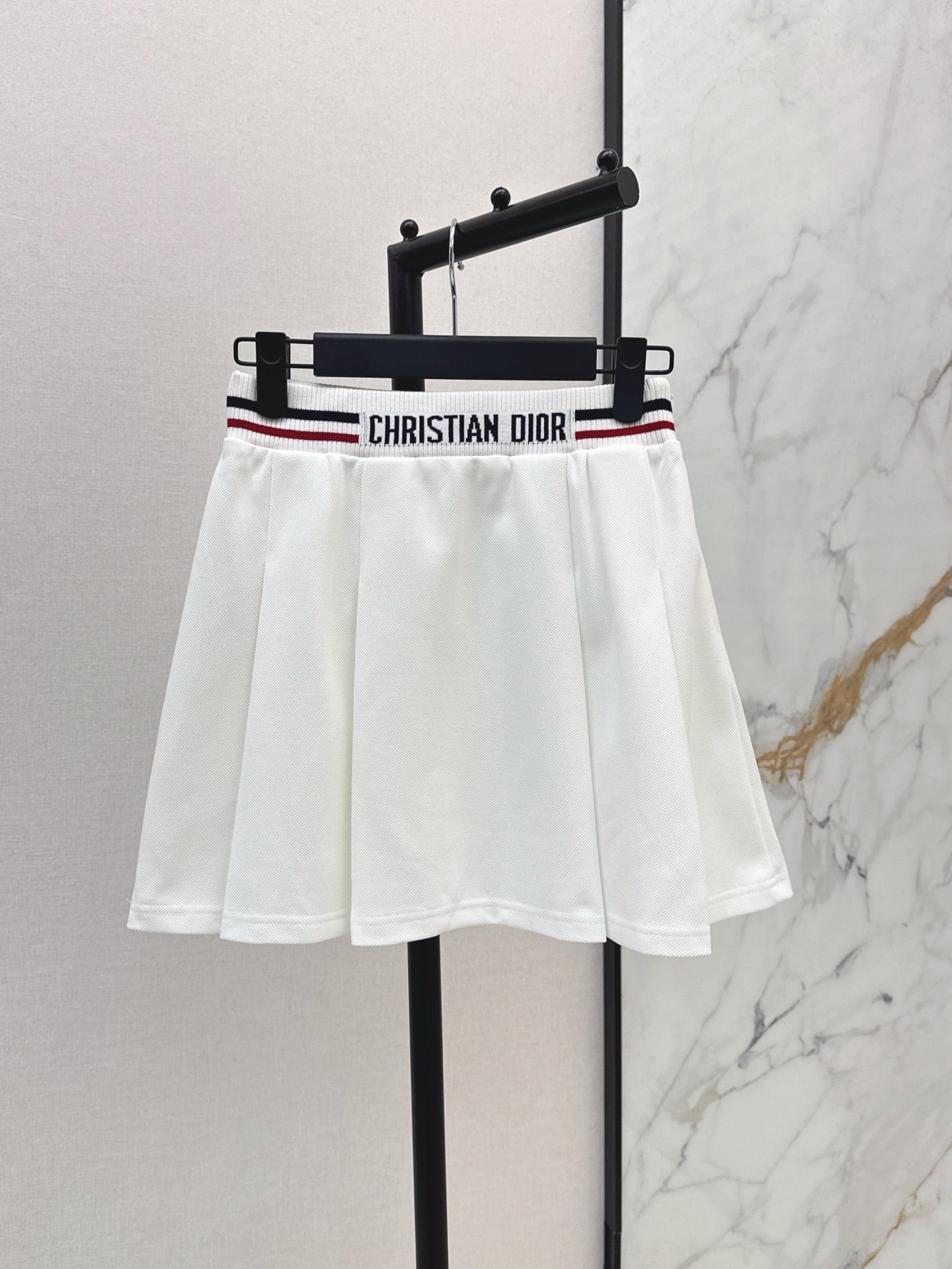 D*r 25ss Web waist pleated mini skirt
