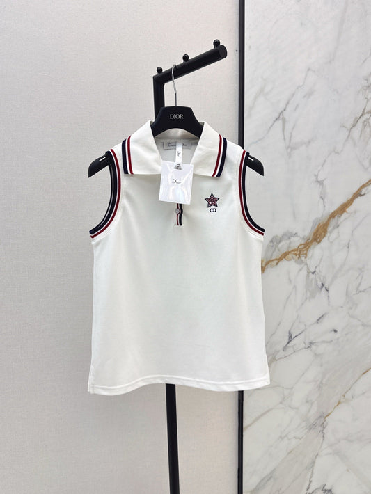 D*r 25ss embroidered polo neck sleeveless top