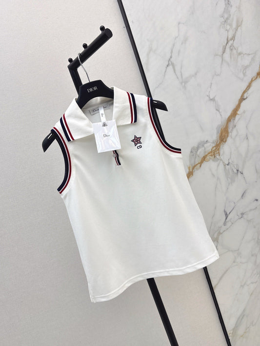 D*r 25ss embroidered polo neck sleeveless top