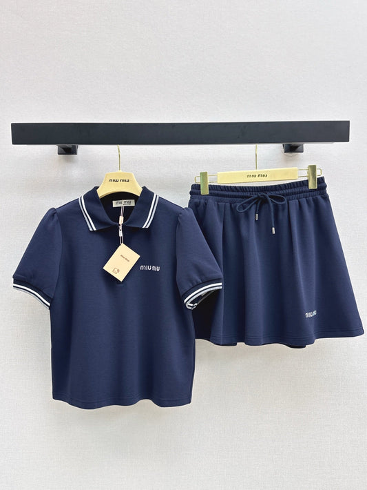 M*u 25ss Polo collar top + mini skirt set