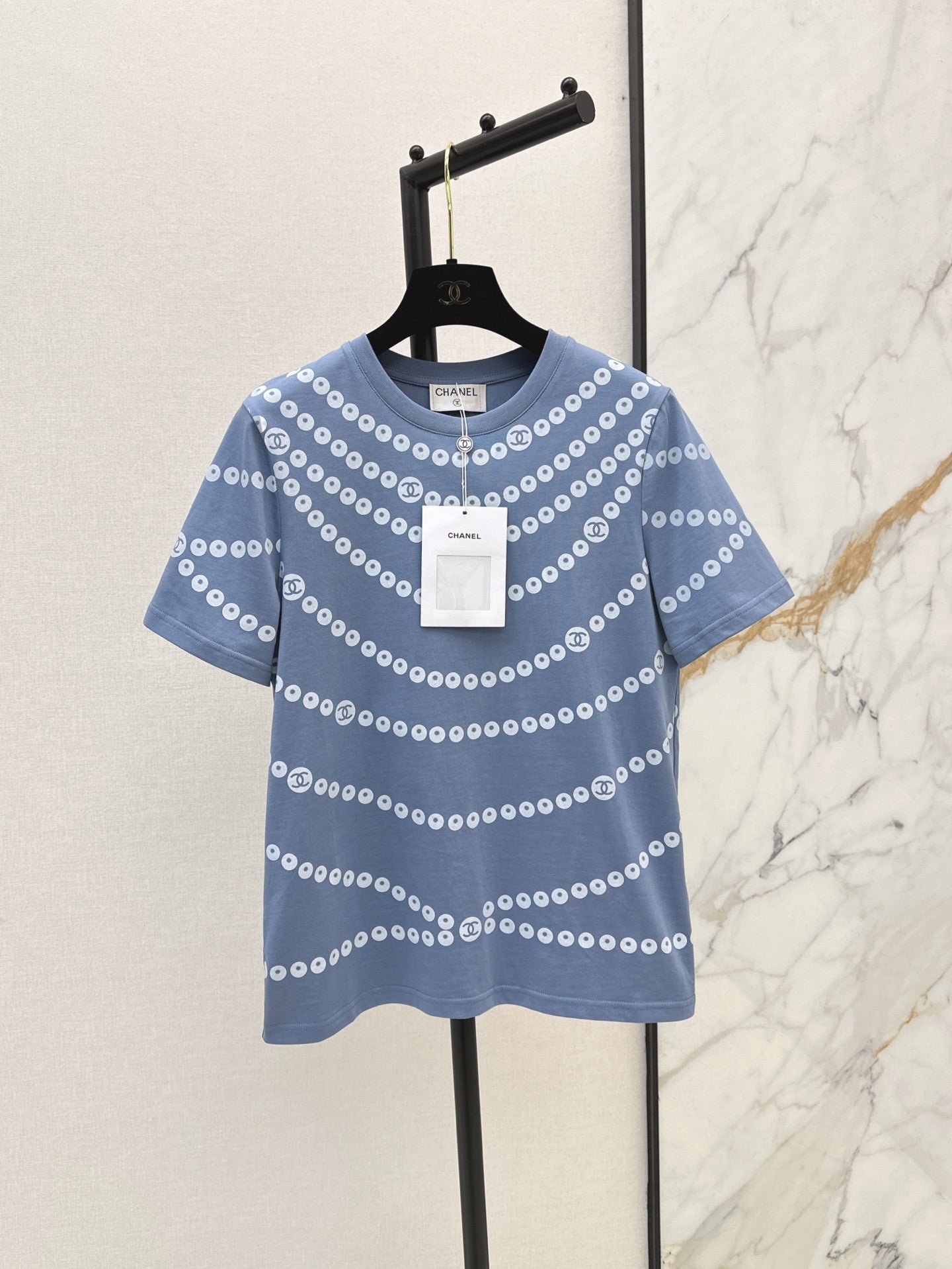 C*nel 25ss Pearl chain print T-shirt