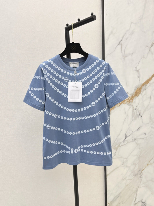 C*nel 25ss Pearl chain print T-shirt