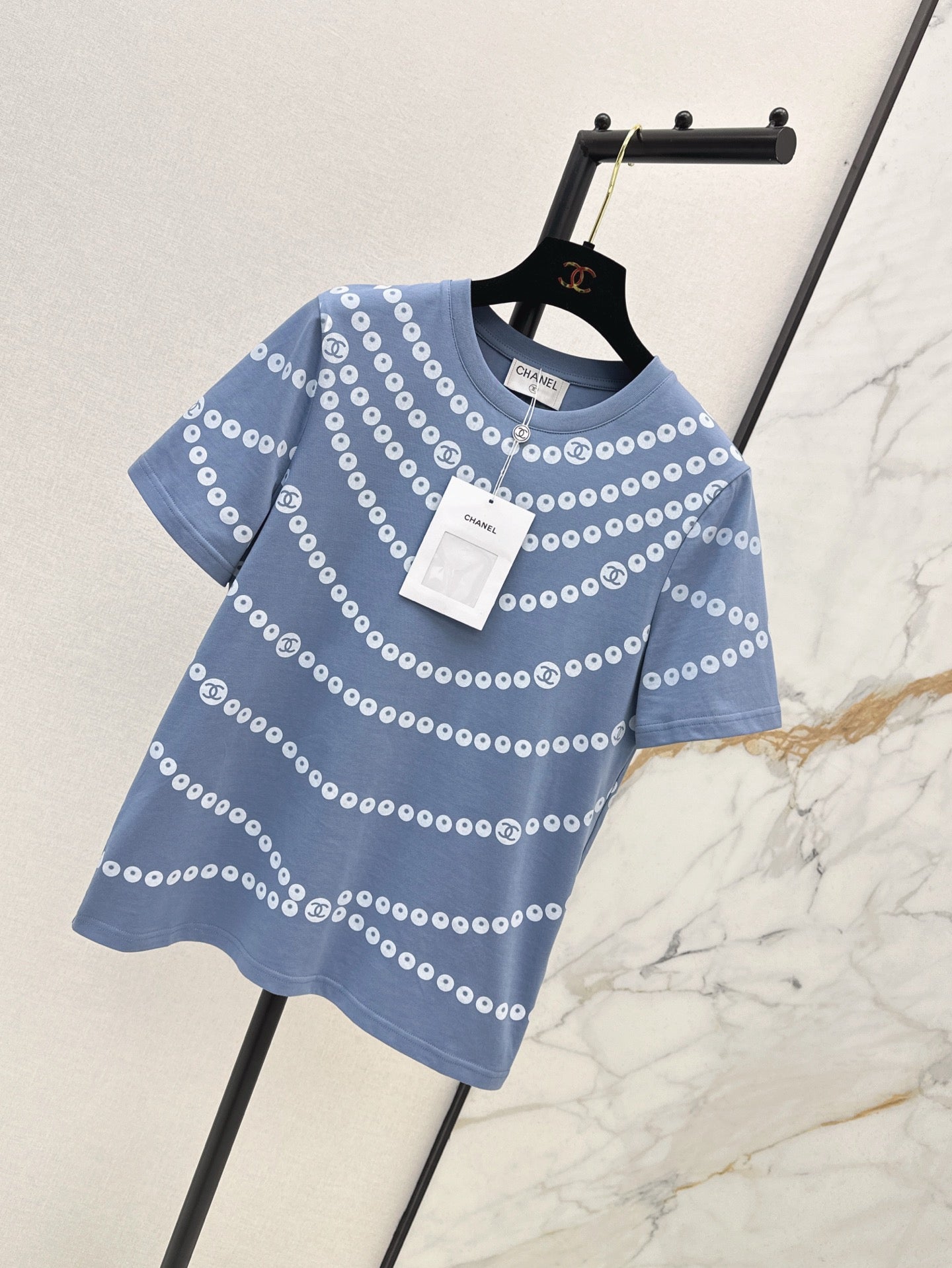 C*nel 25ss Pearl chain print T-shirt