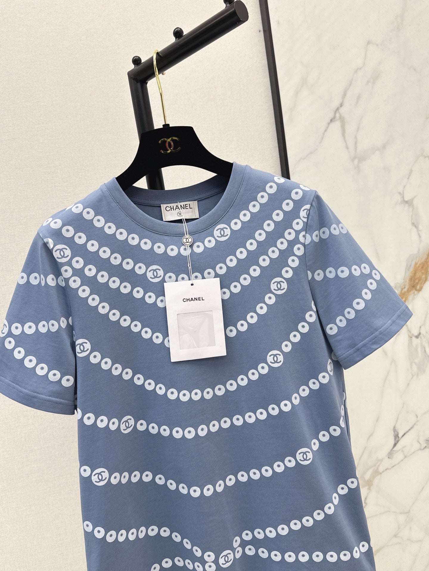 C*nel 25ss Pearl chain print T-shirt
