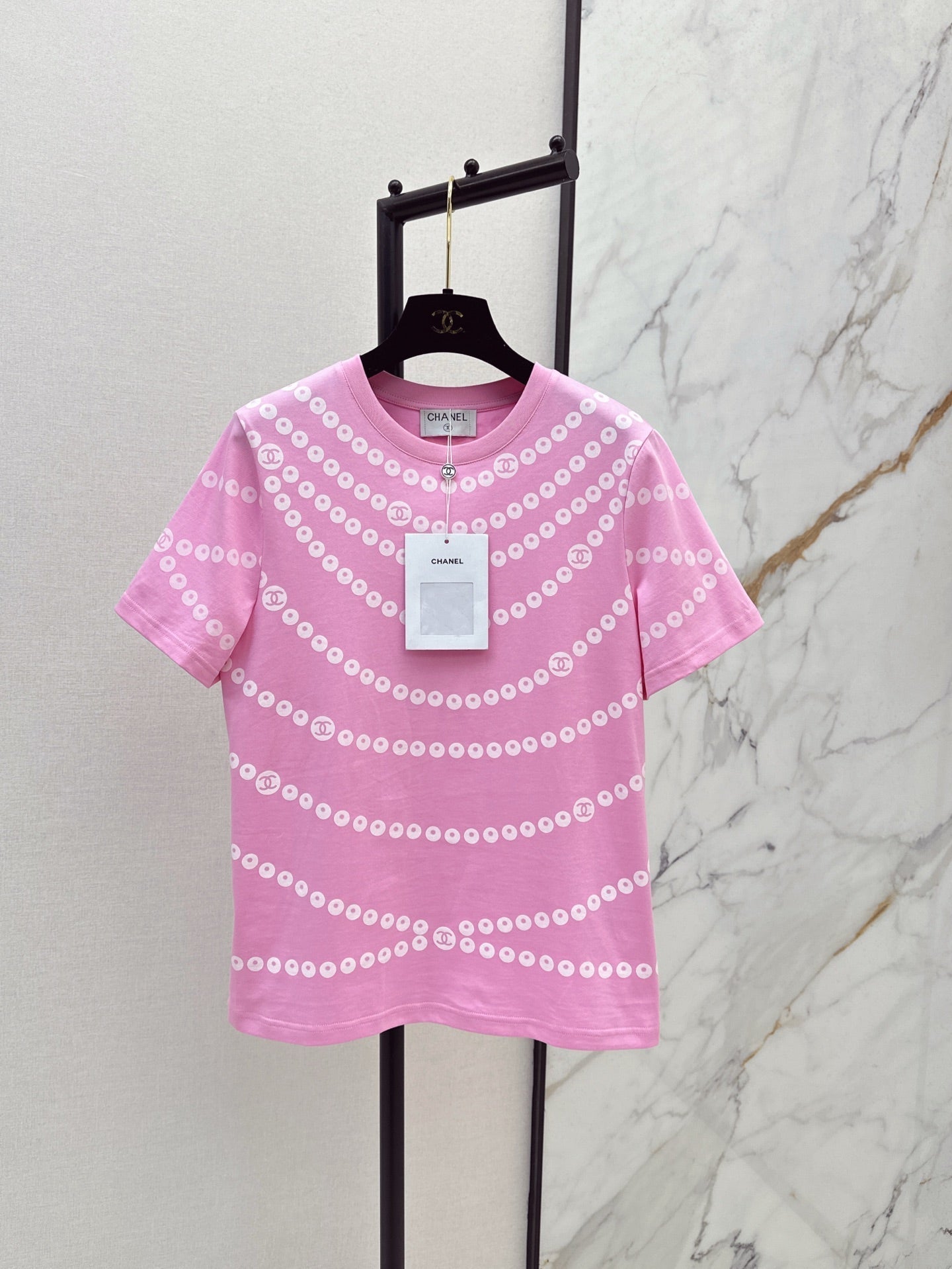 C*nel 25ss Pearl chain print T-shirt