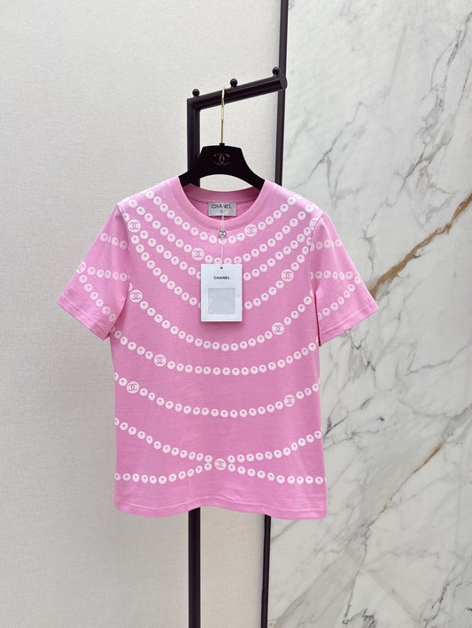 C*nel 25ss Pearl chain print T-shirt