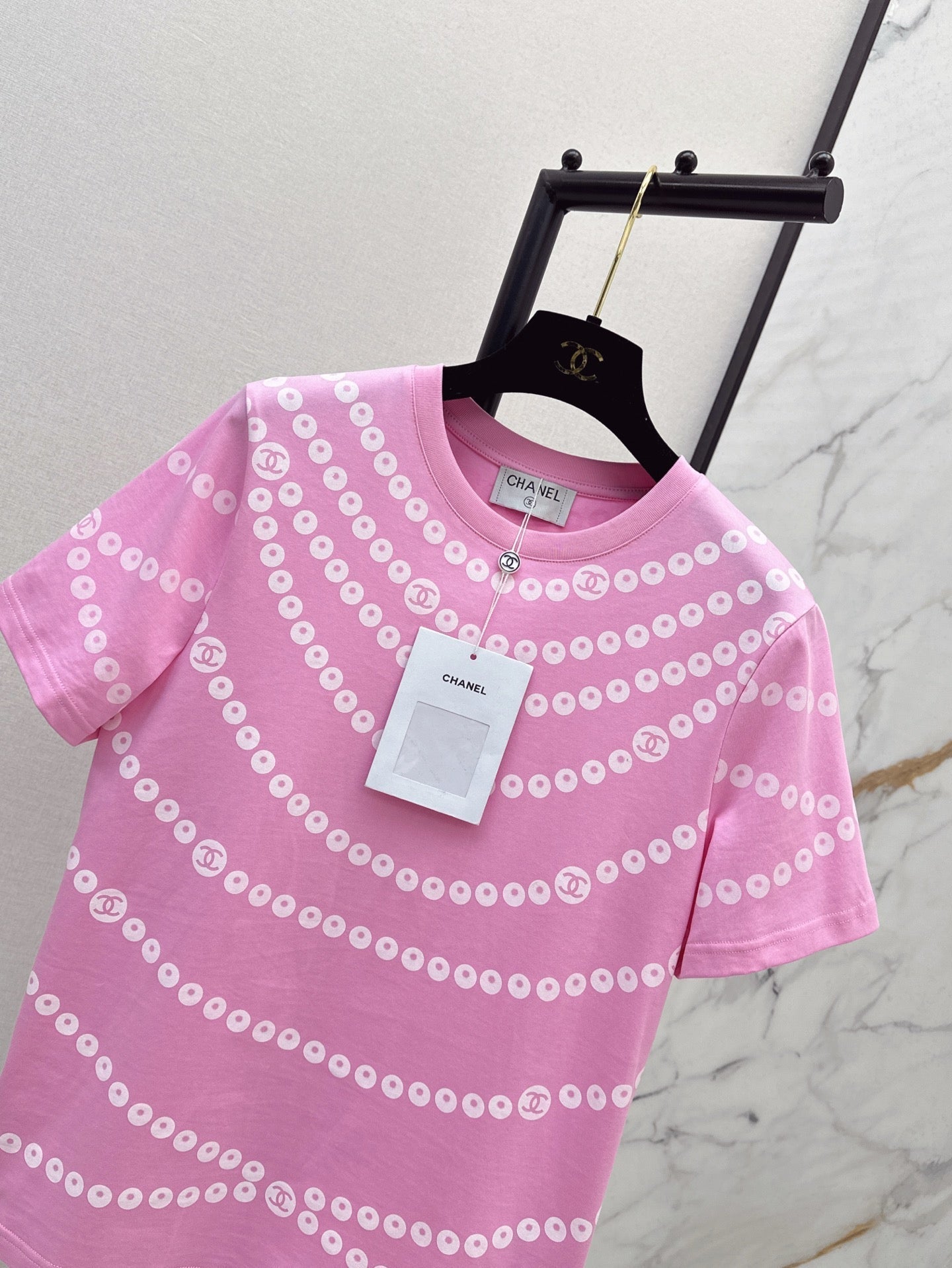 C*nel 25ss Pearl chain print T-shirt