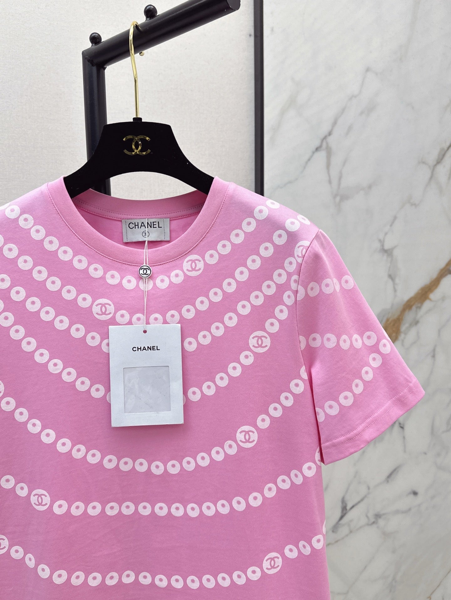 C*nel 25ss Pearl chain print T-shirt