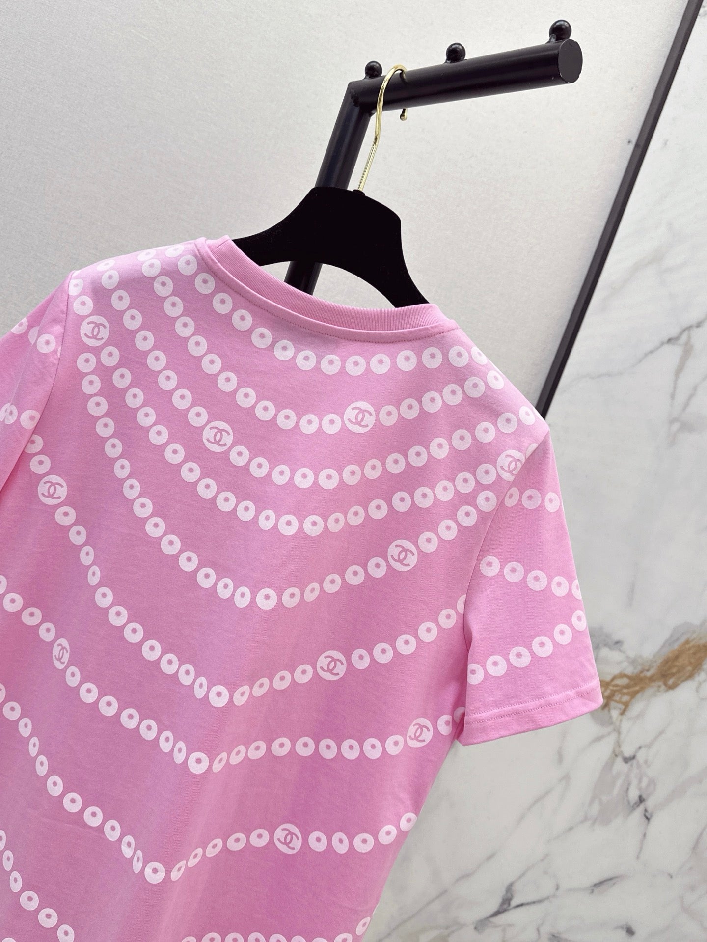 C*nel 25ss Pearl chain print T-shirt