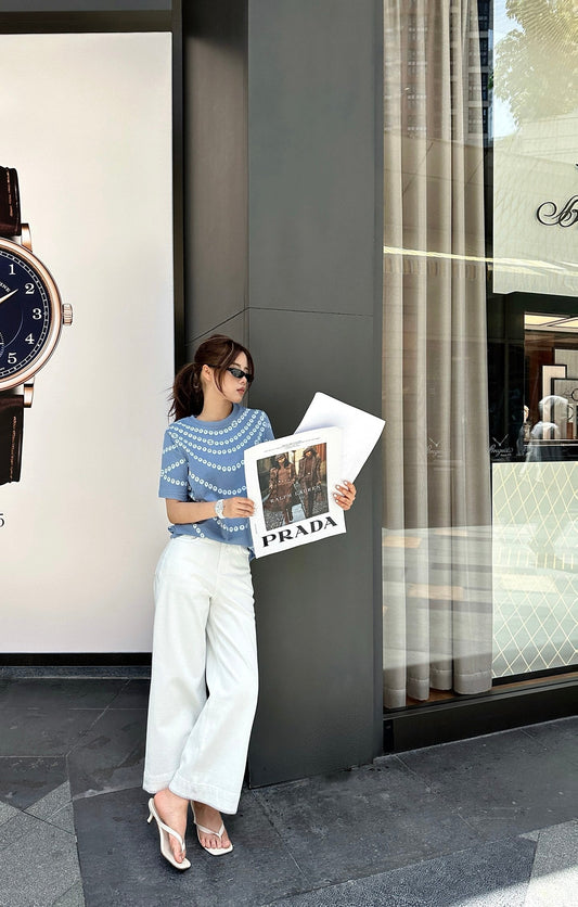 C*nel 25ss Pearl chain print T-shirt