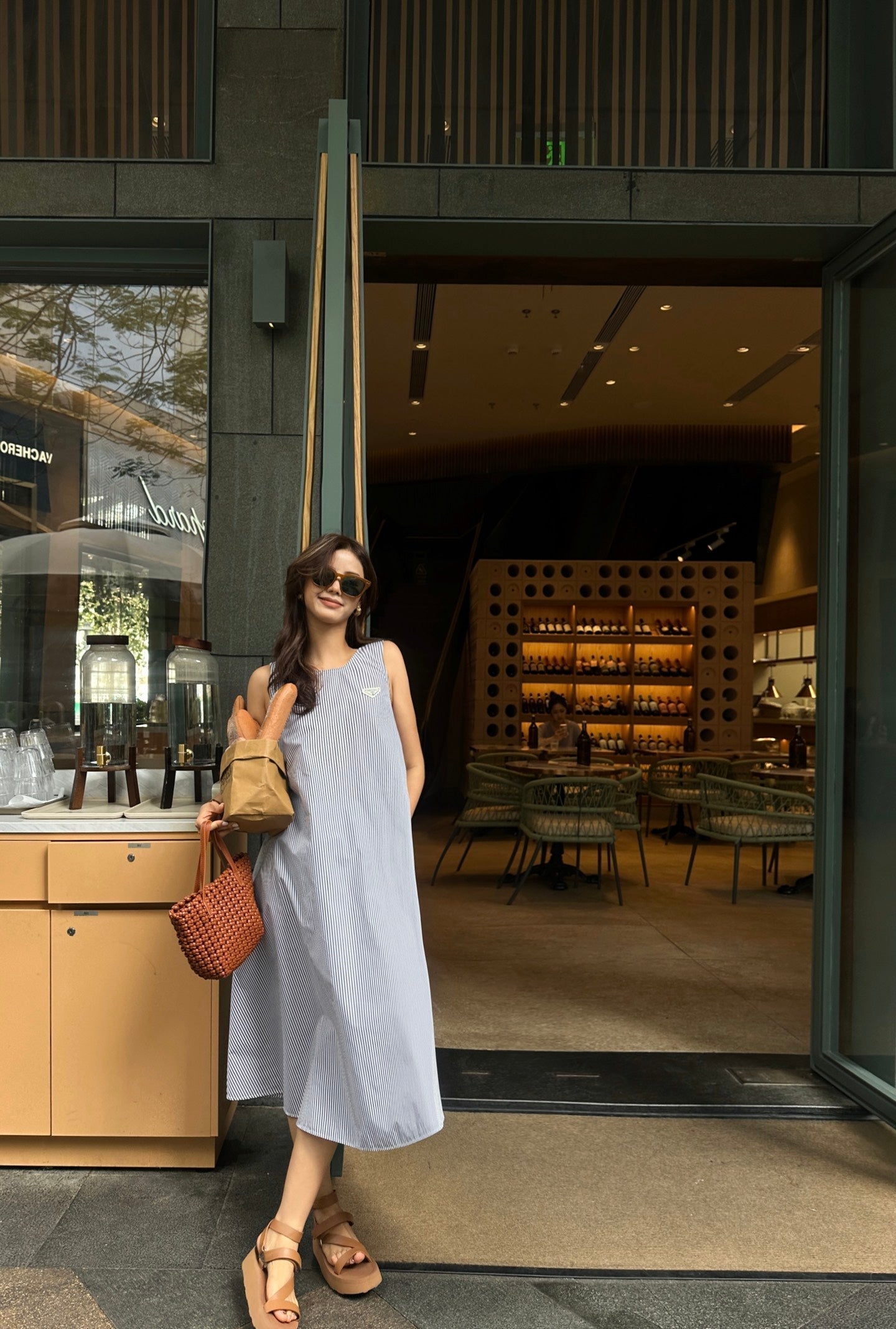 Pra* Striped A-line vest dress