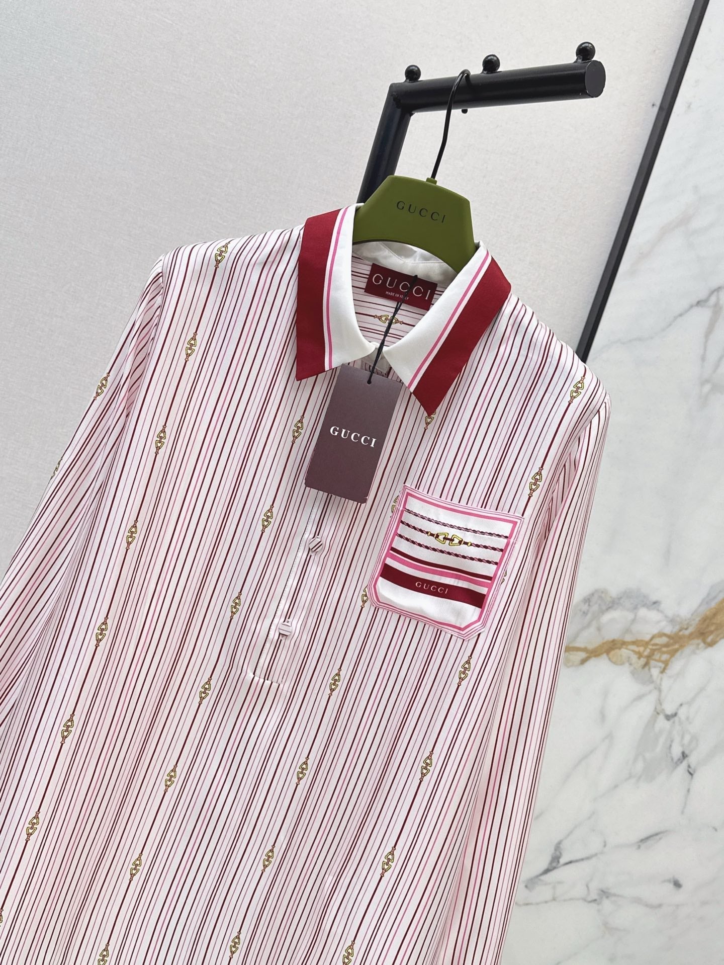 Gu* 25ss printed silk shirt