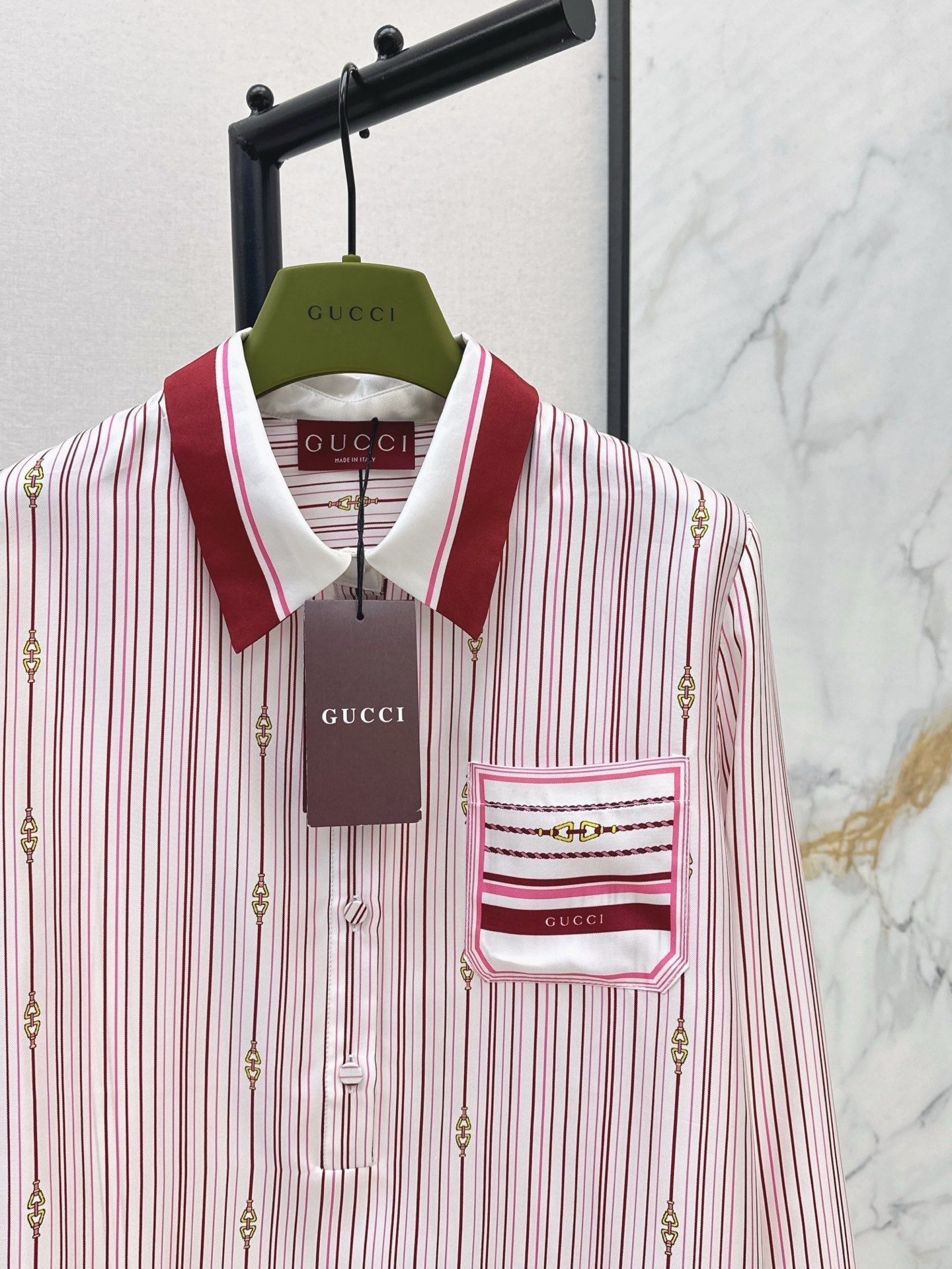 Gu* 25ss printed silk shirt