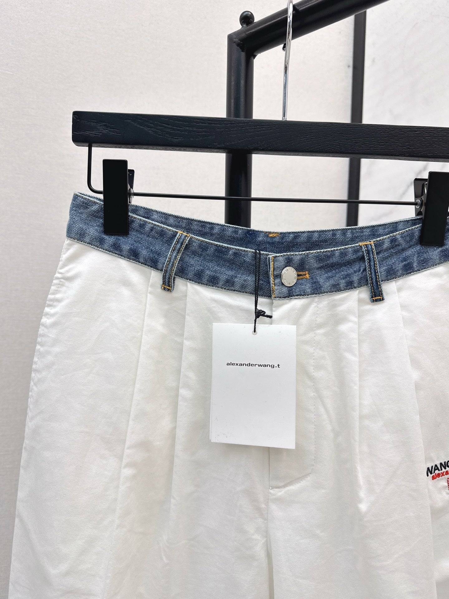 Wang* 25ss Denim waist panel wide-leg pants