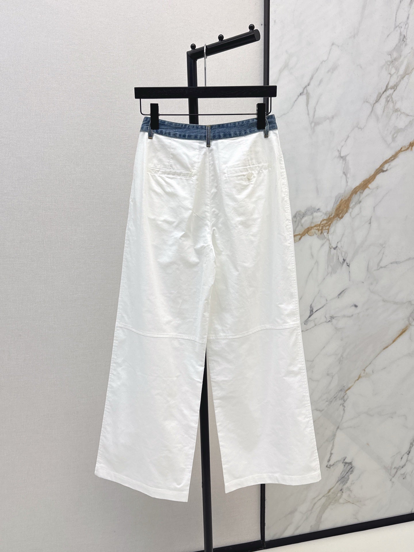 Wang* 25ss Denim waist panel wide-leg pants
