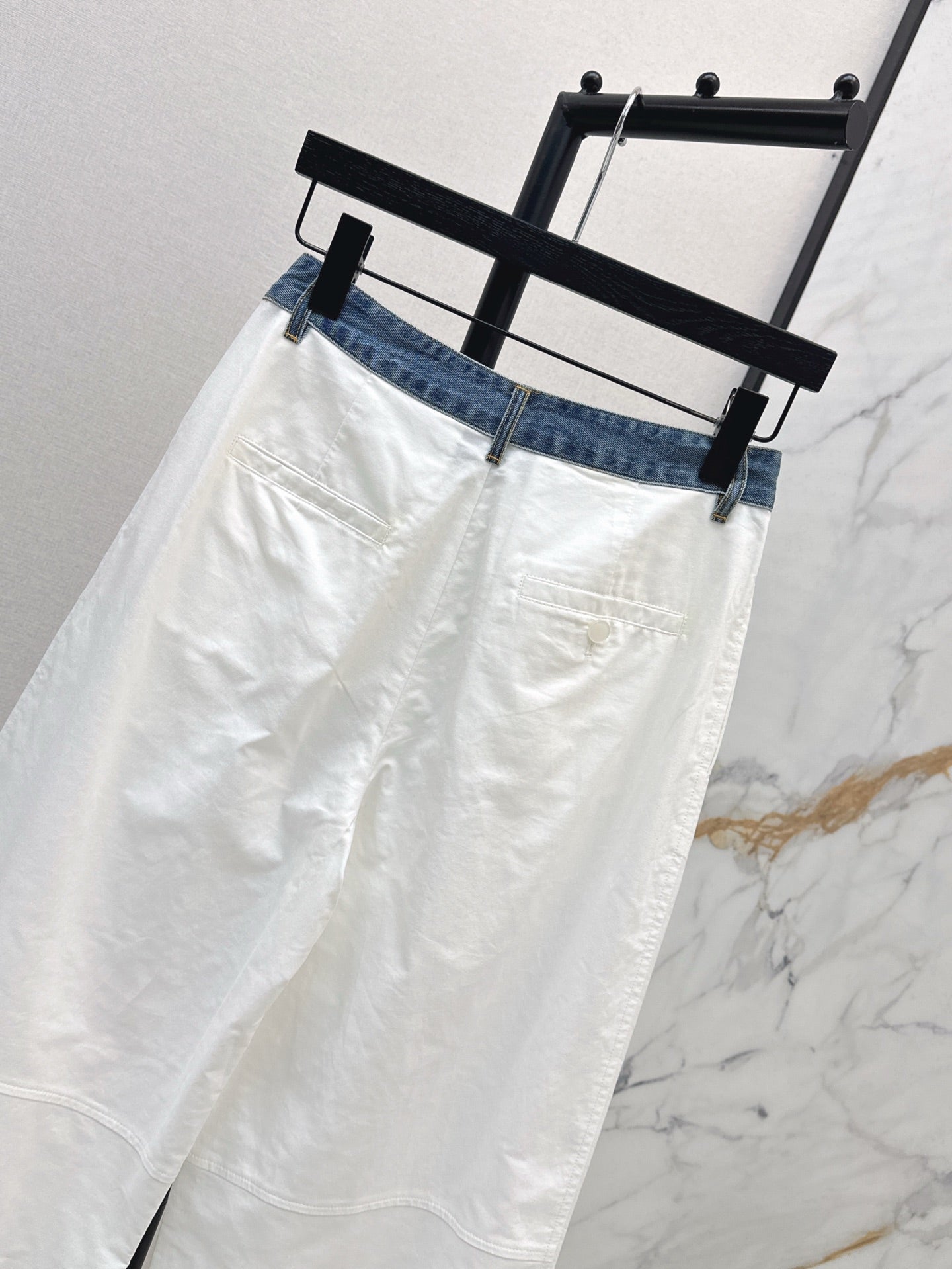 Wang* 25ss Denim waist panel wide-leg pants