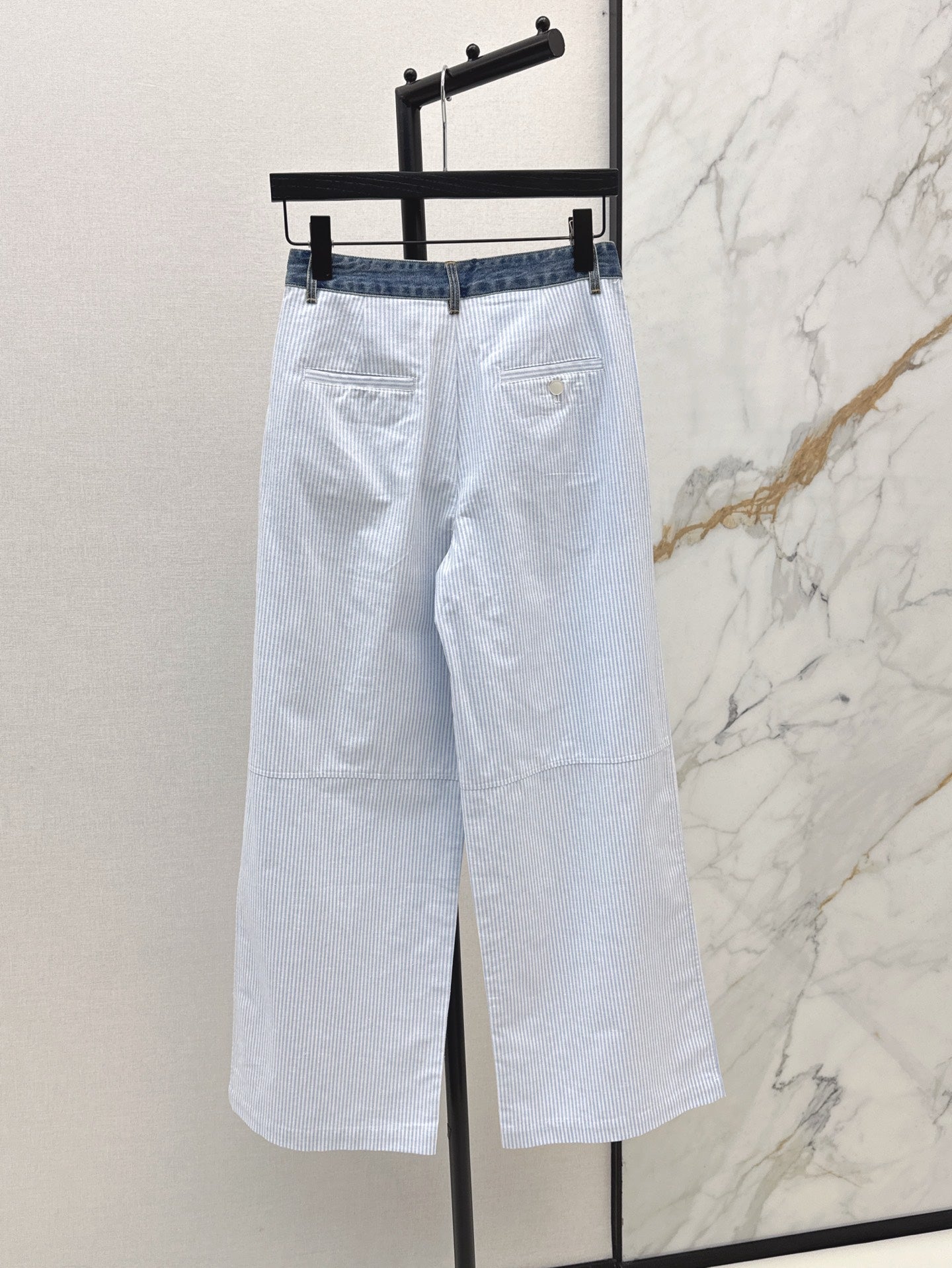 Wang* 25ss Denim waist panel wide-leg pants