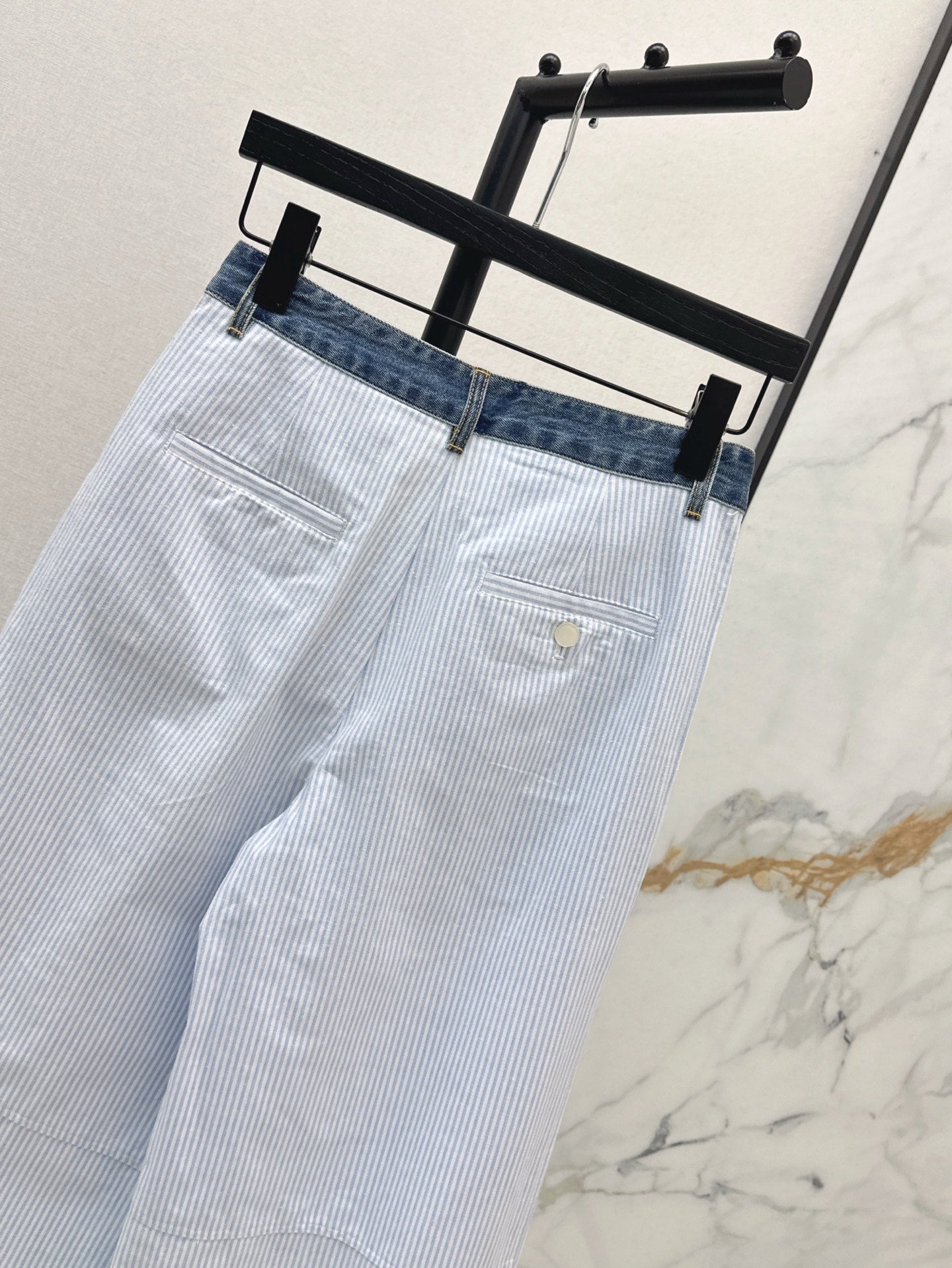 Wang* 25ss Denim waist panel wide-leg pants