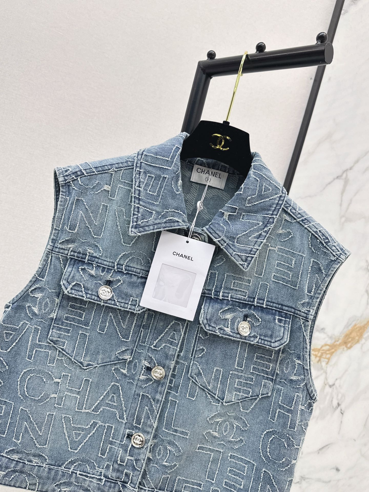C*nel 25ss  denim cropped vest