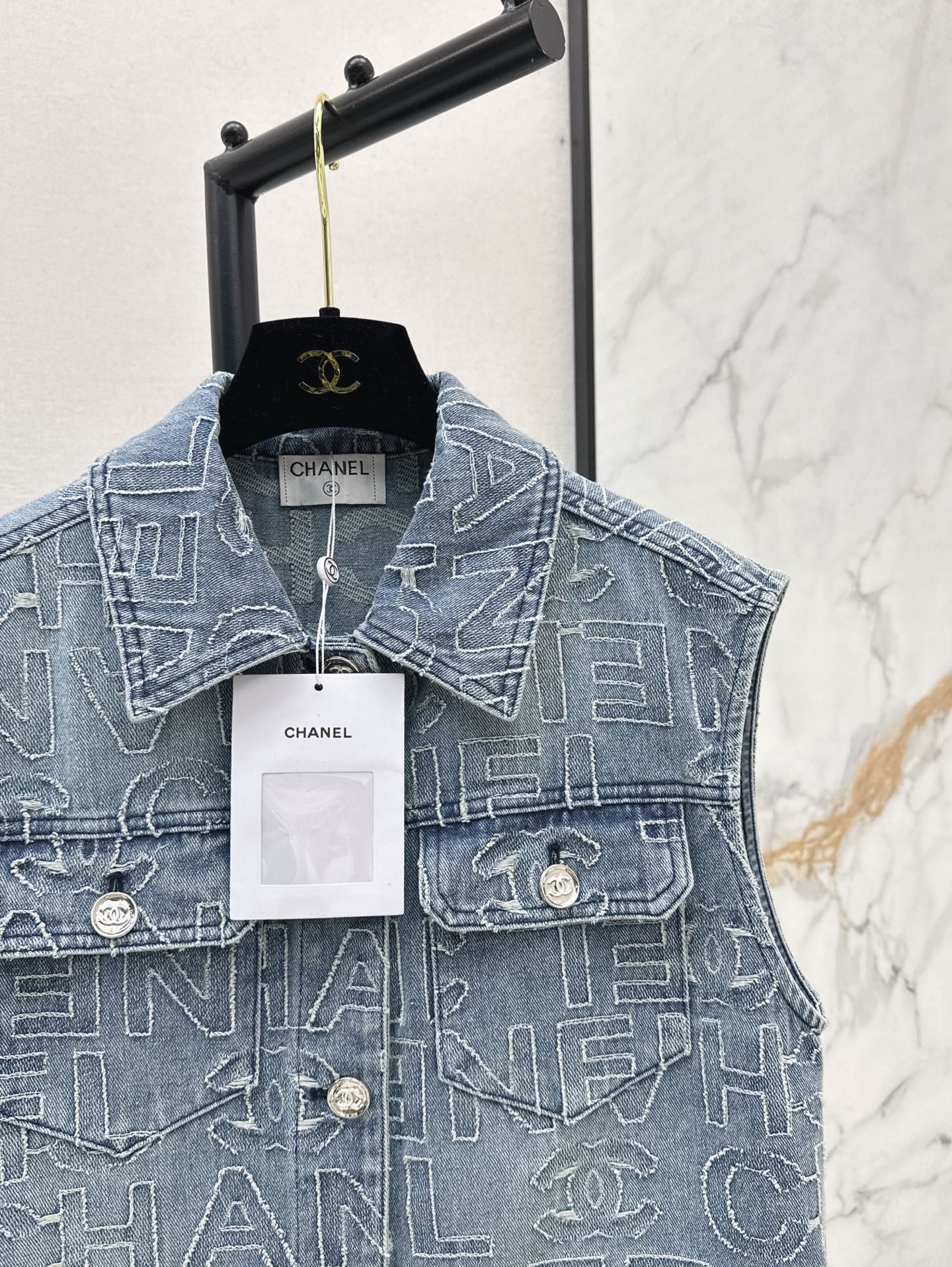 C*nel 25ss  denim cropped vest