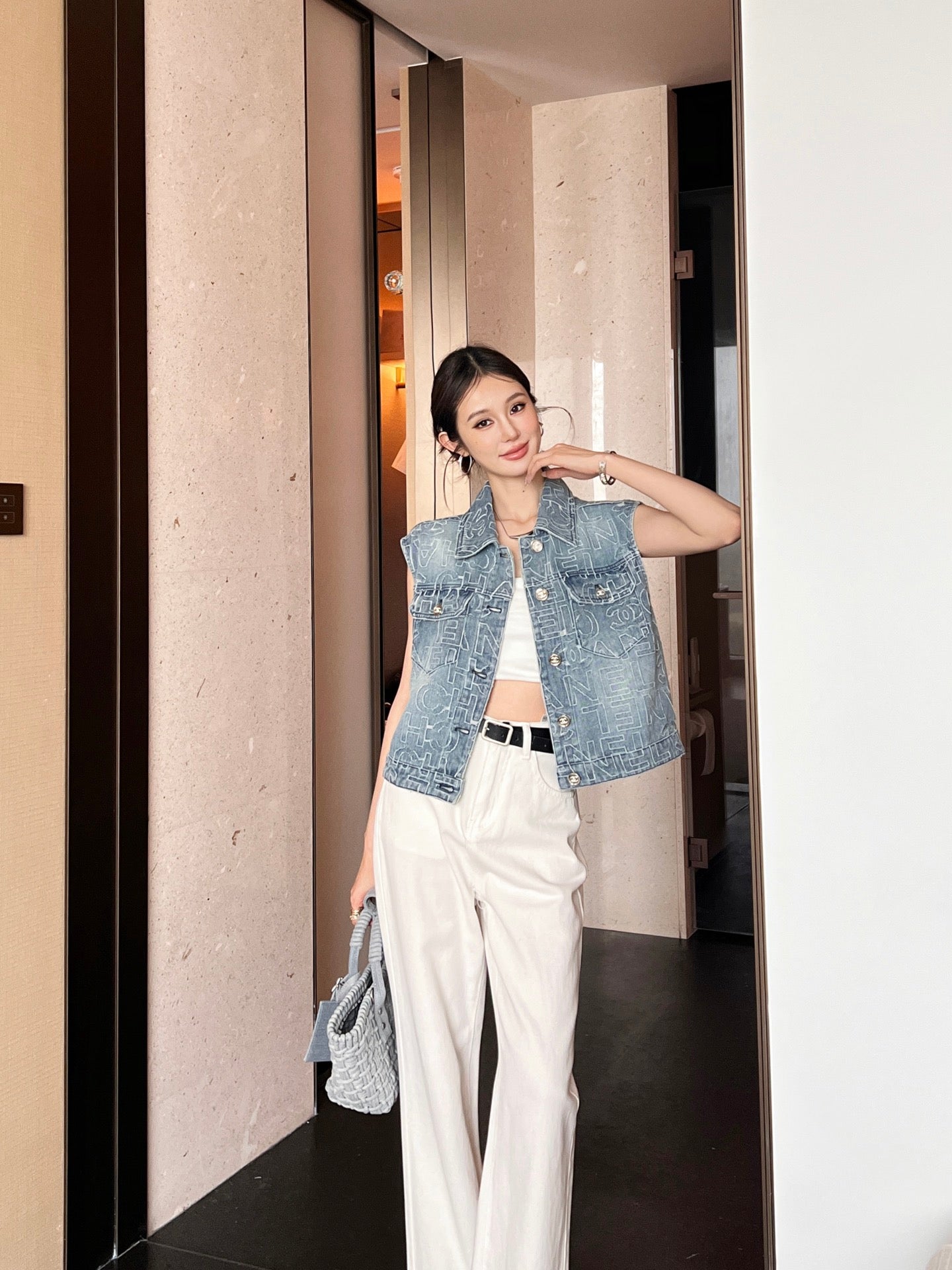 C*nel 25ss  denim cropped vest