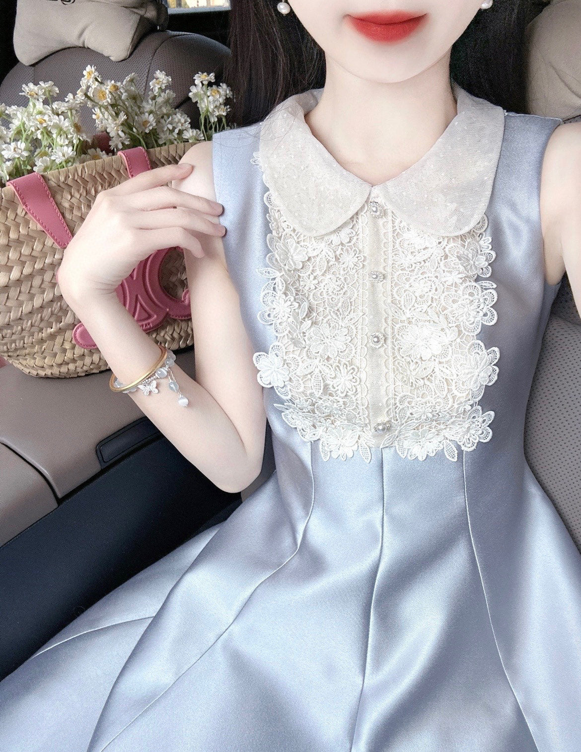 Valen* 25ss Lace collar baby doll dress