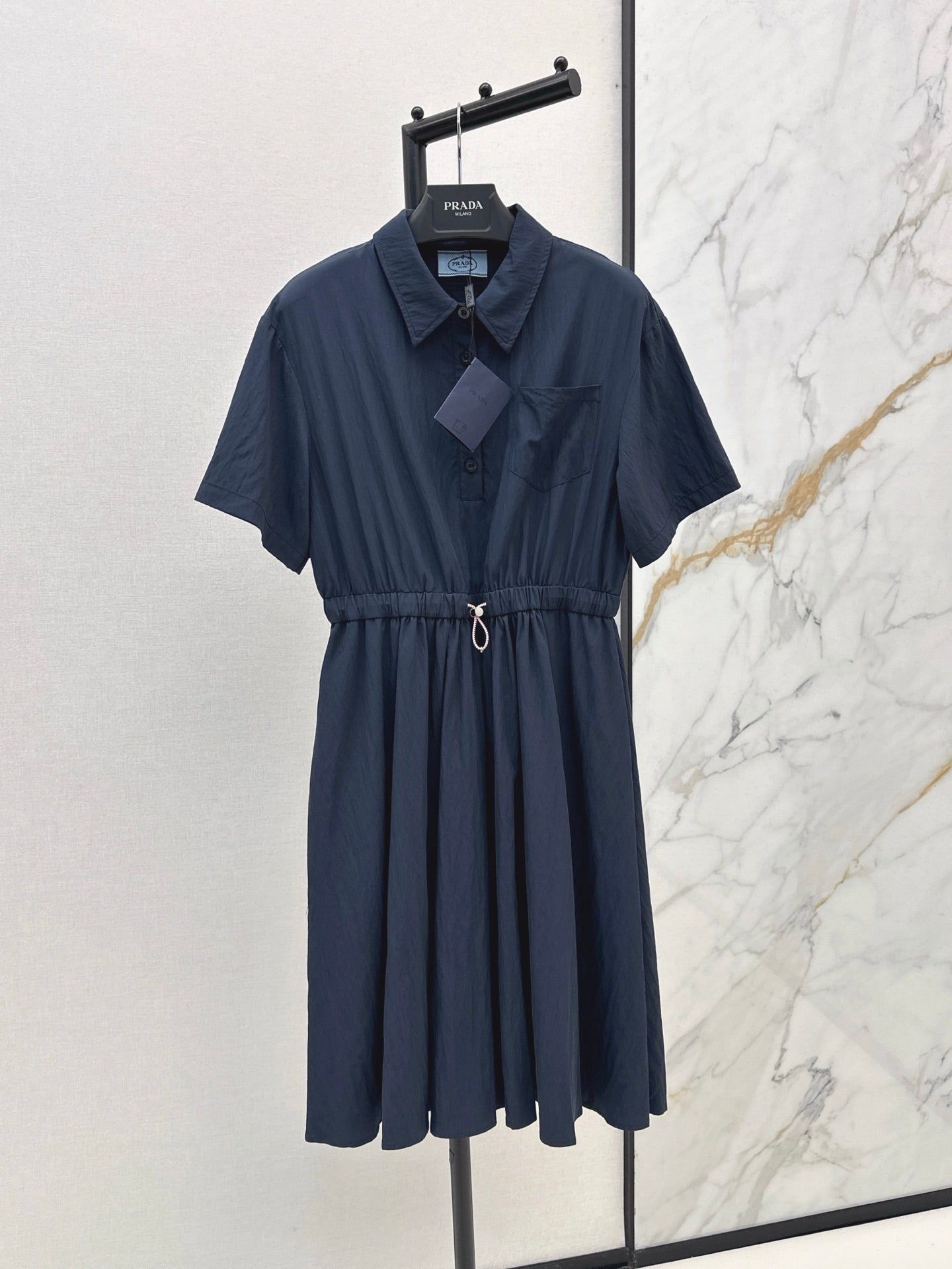 Pra* 25ss technical pongé midi dress