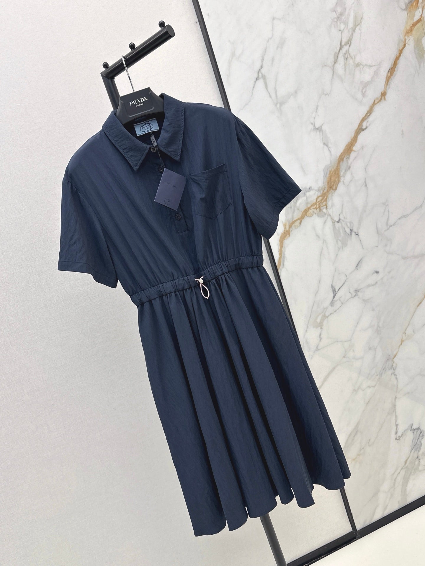Pra* 25ss technical pongé midi dress