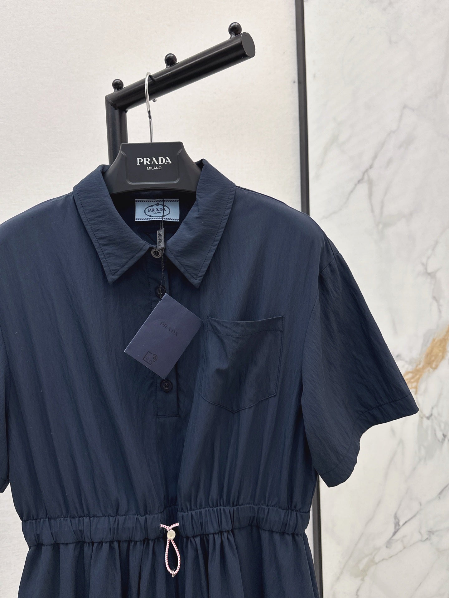 Pra* 25ss technical pongé midi dress