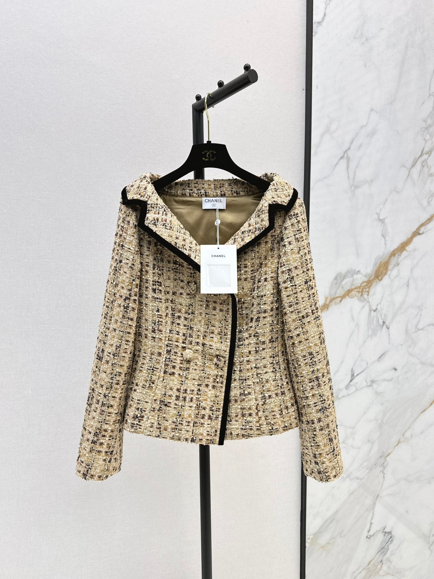 C*nel 25ss Boat neck woven tweed jacket