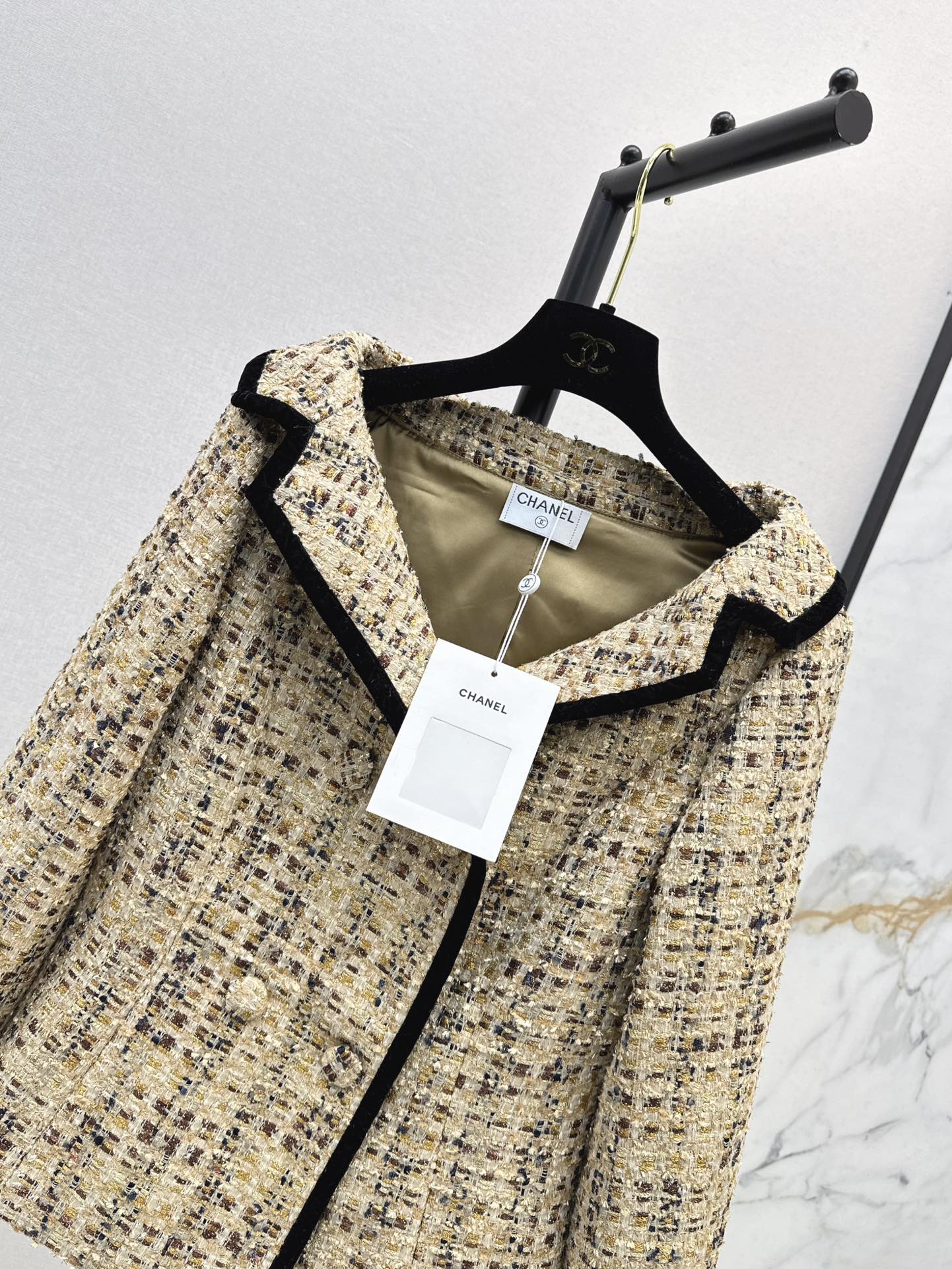 C*nel 25ss Boat neck woven tweed jacket