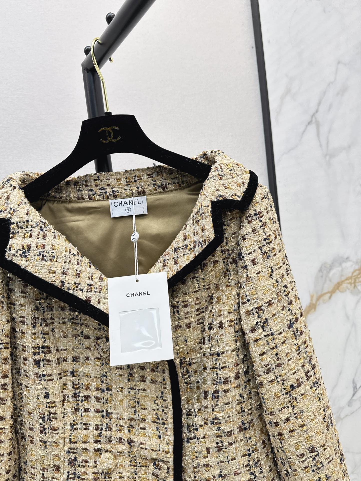 C*nel 25ss Boat neck woven tweed jacket