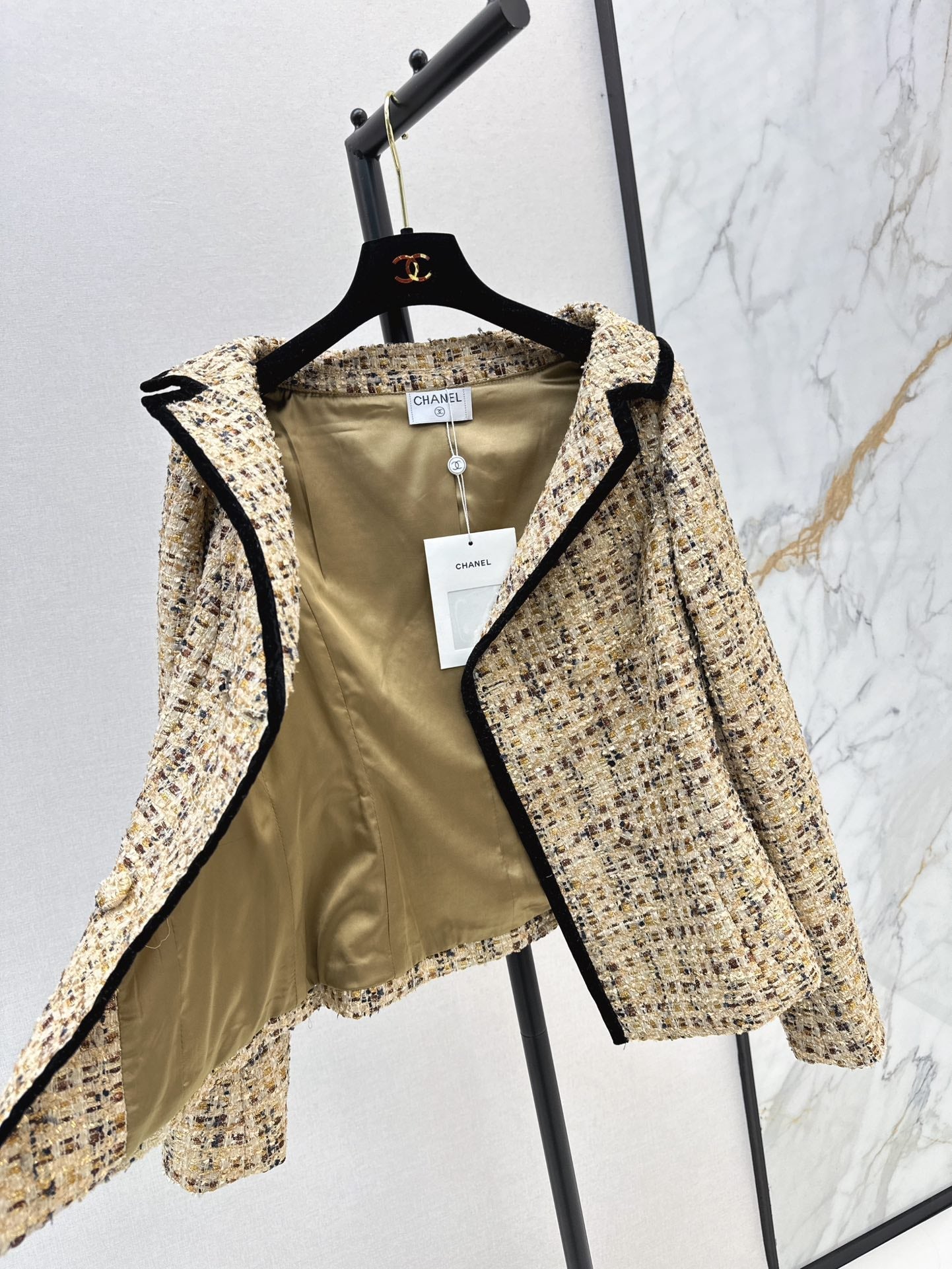 C*nel 25ss Boat neck woven tweed jacket