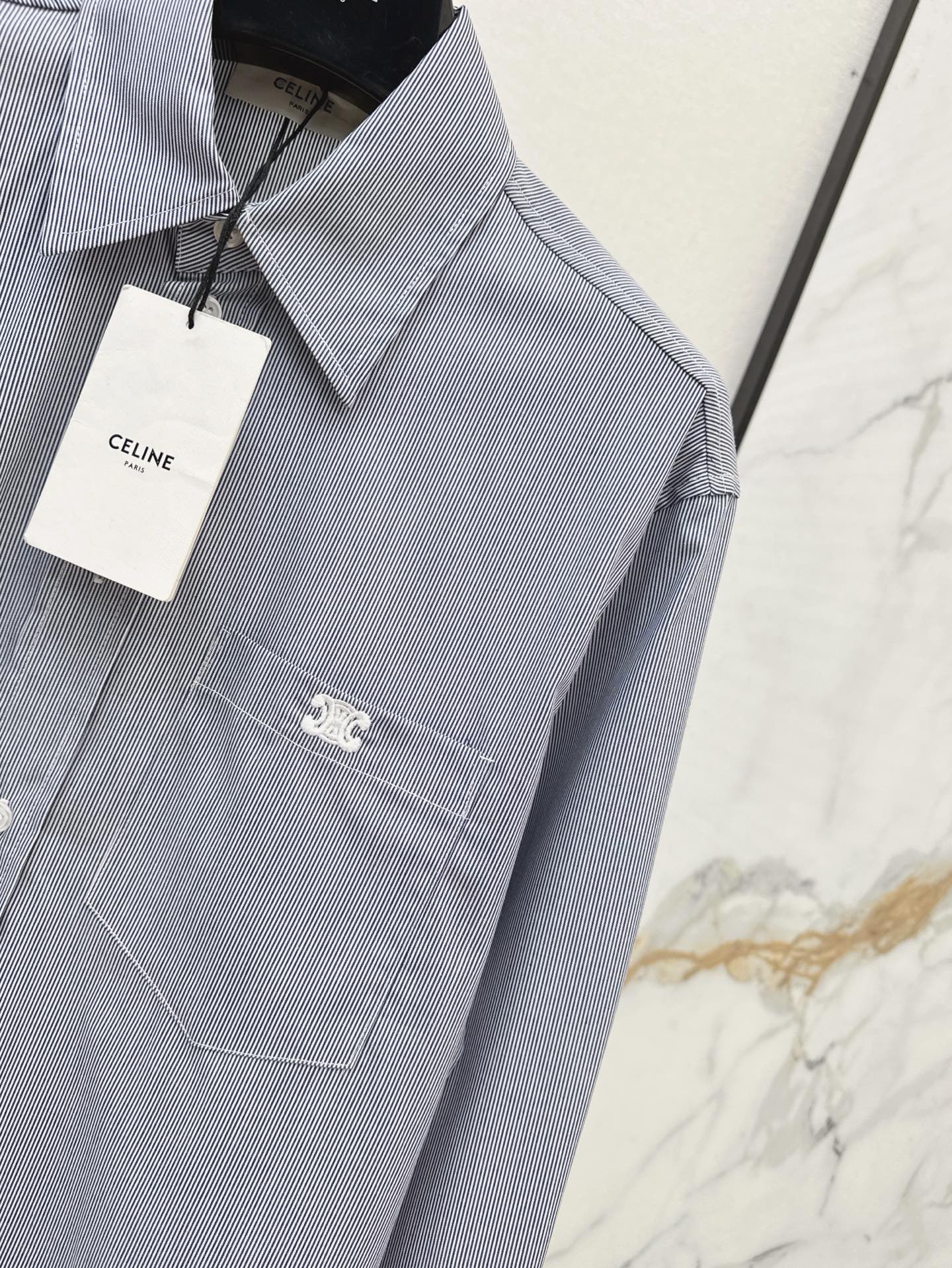 Cel* 25ss embroidered cotton crop shirt