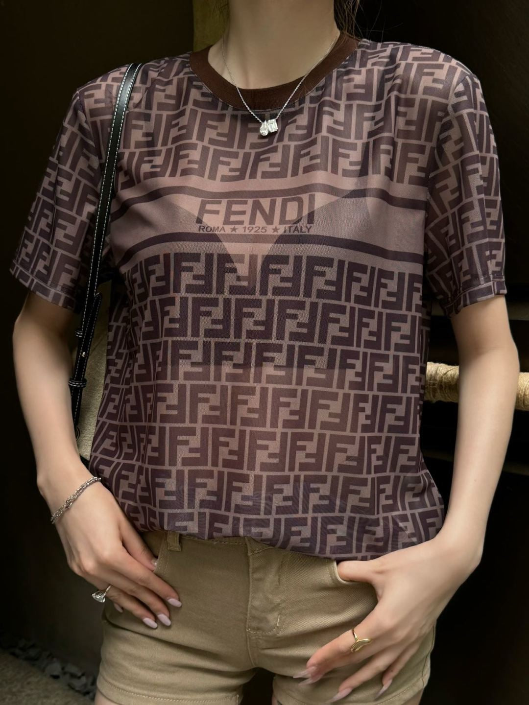 Fd* 25ss FF jacquard see-through T-shirt