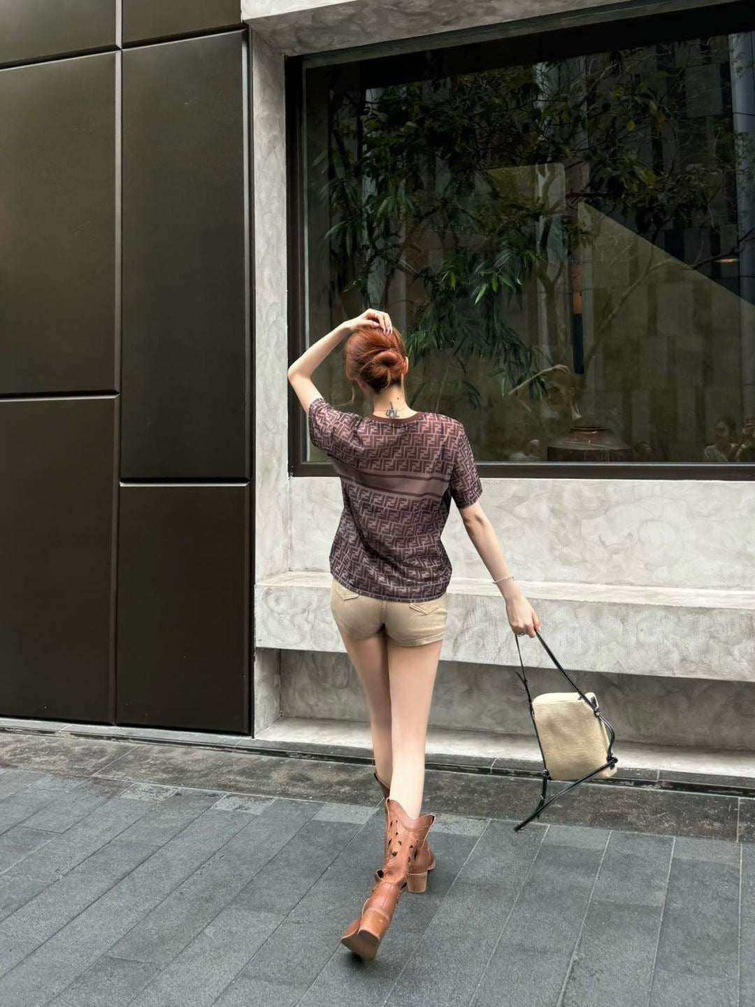 Fd* 25ss FF jacquard see-through T-shirt