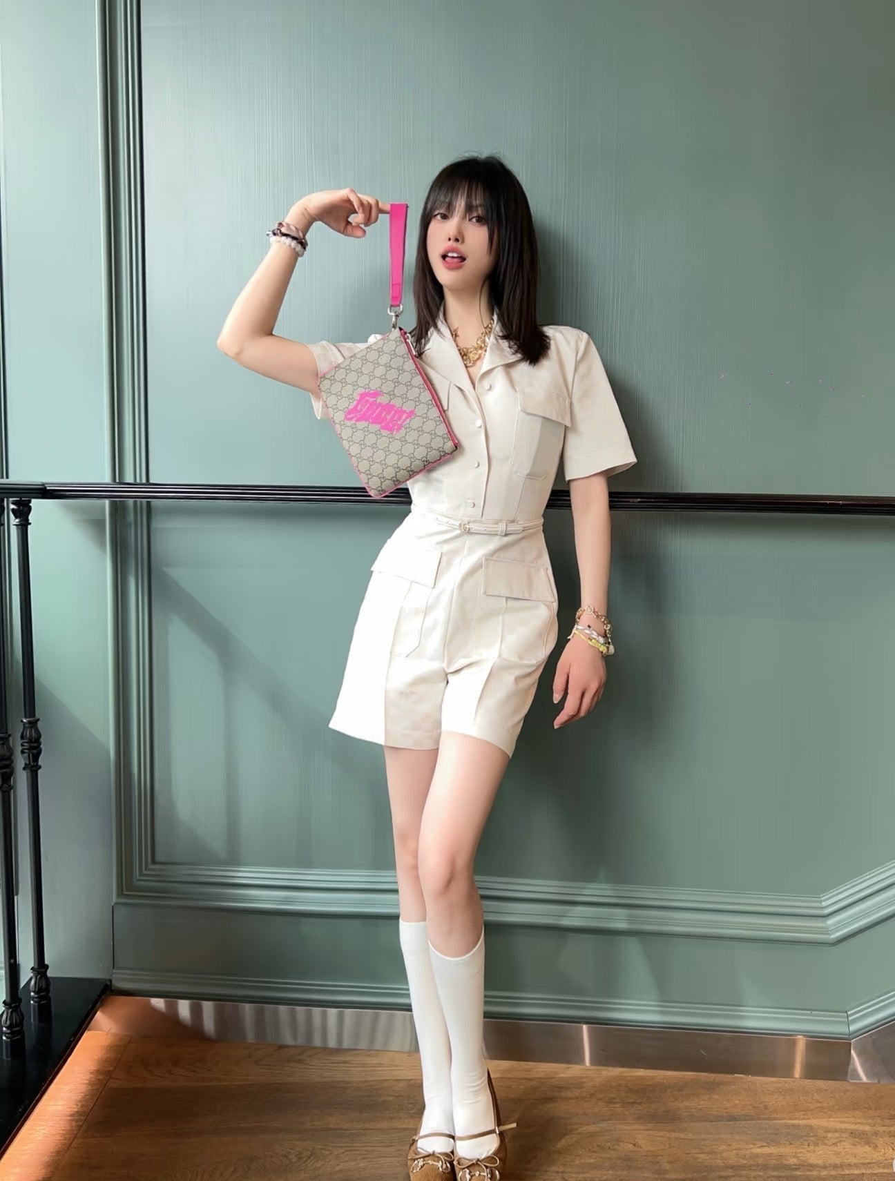 Gu* 25ss GG jacquard jumpsuit