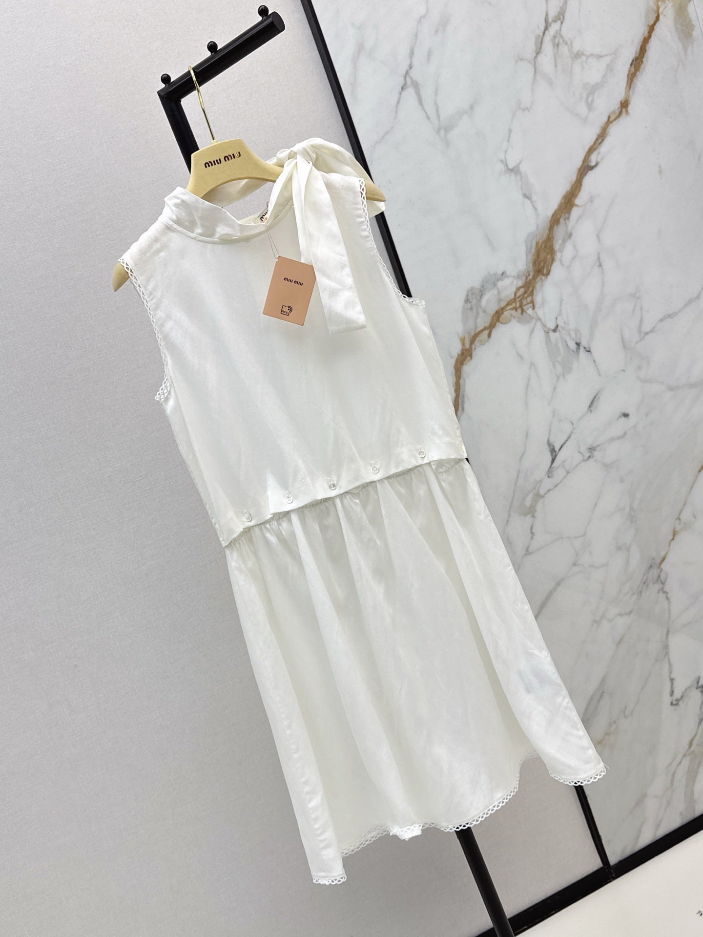 M*u 25ss Unbuttoned slubbed poplin dress