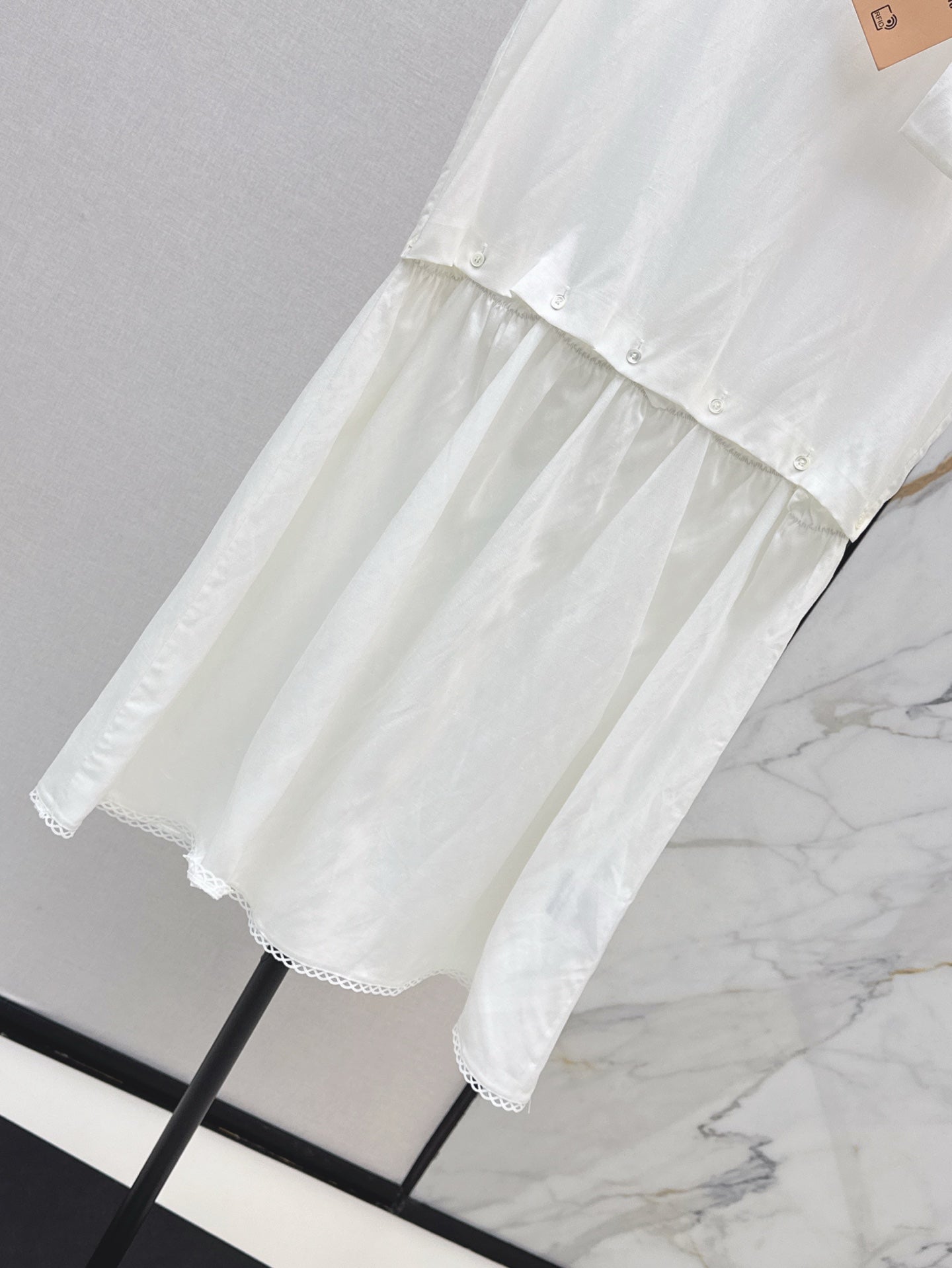 M*u 25ss Unbuttoned slubbed poplin dress