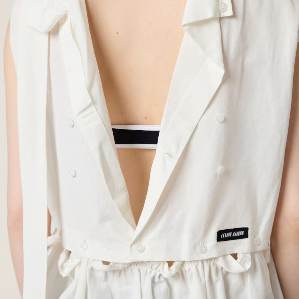 M*u 25ss Unbuttoned slubbed poplin dress