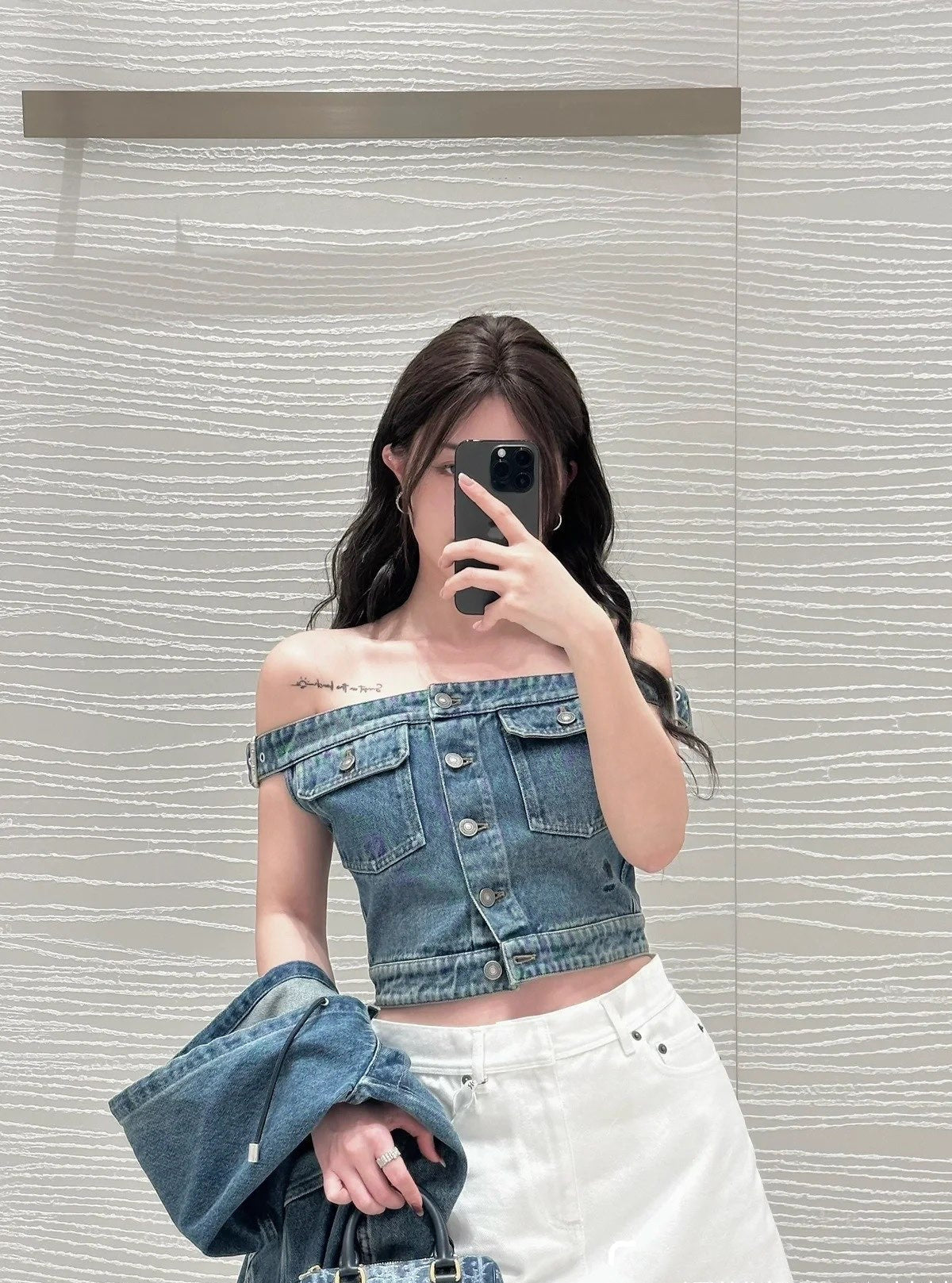 D*r 25ss Strapless denim top