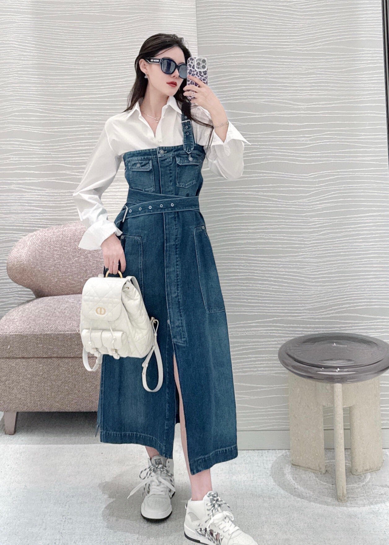 D*r 25ss Mid-Length Asymmetric Denim Dress
