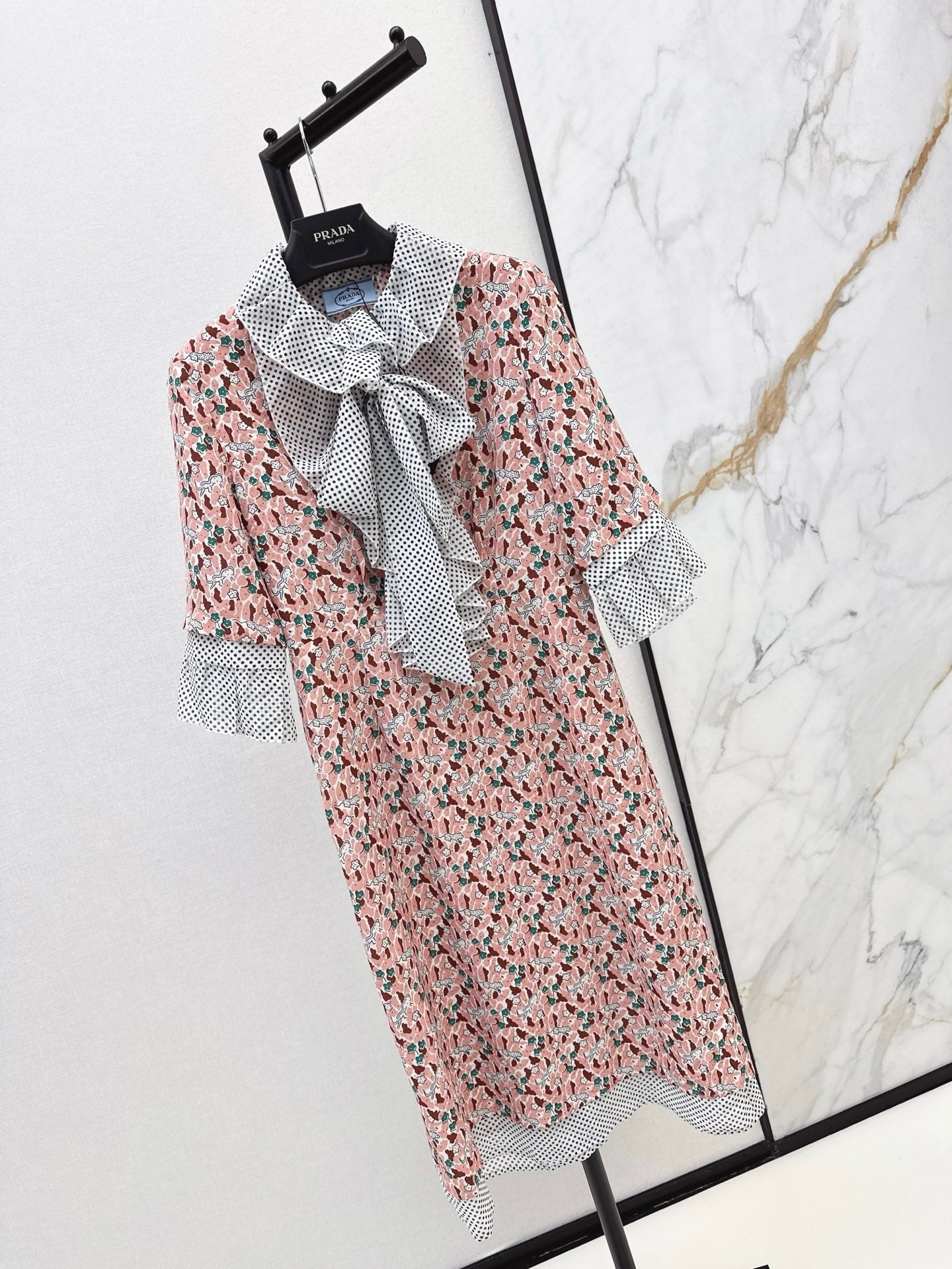 Pra* 25ss blush printed georgette dress