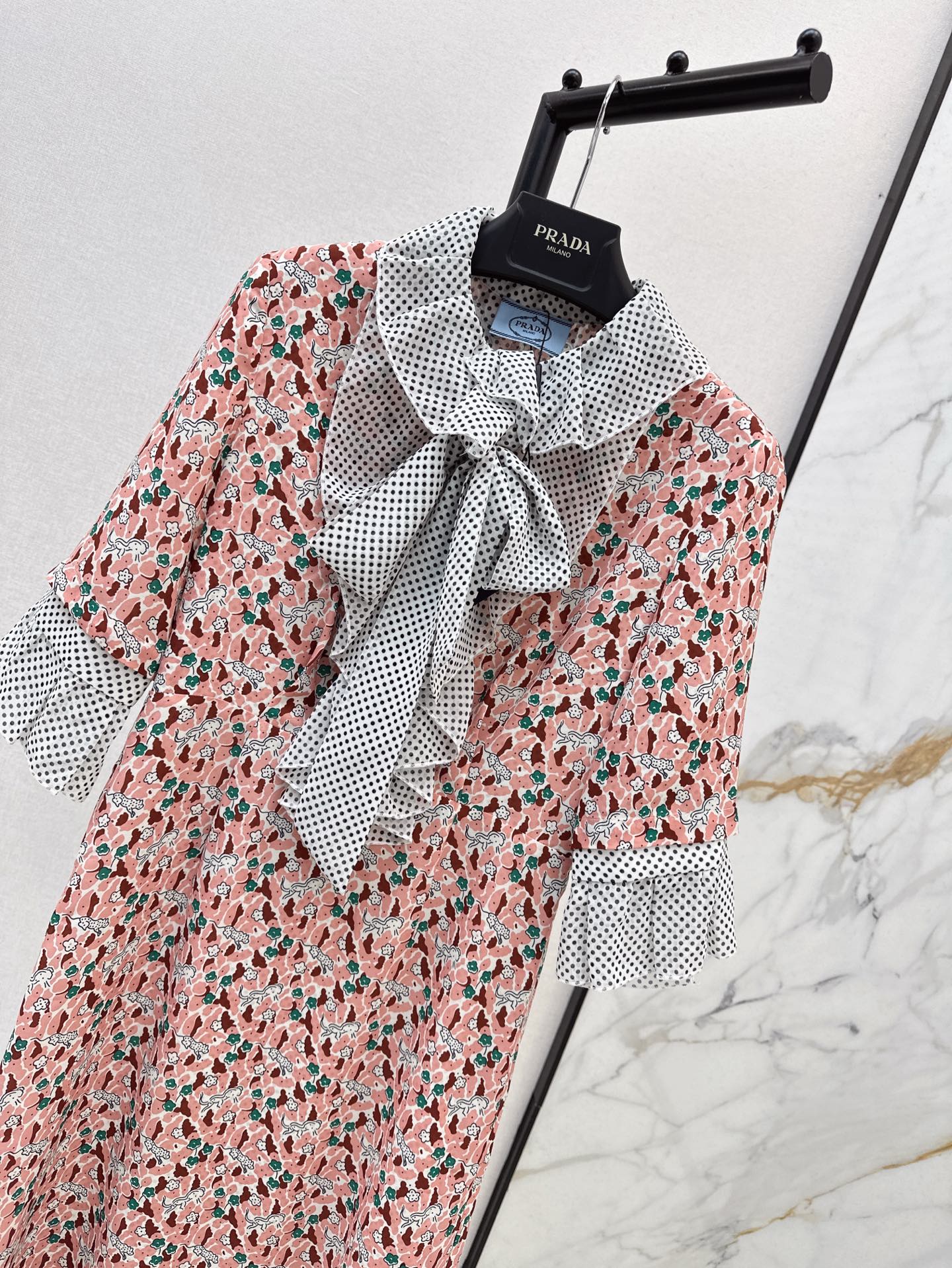 Pra* 25ss blush printed georgette dress